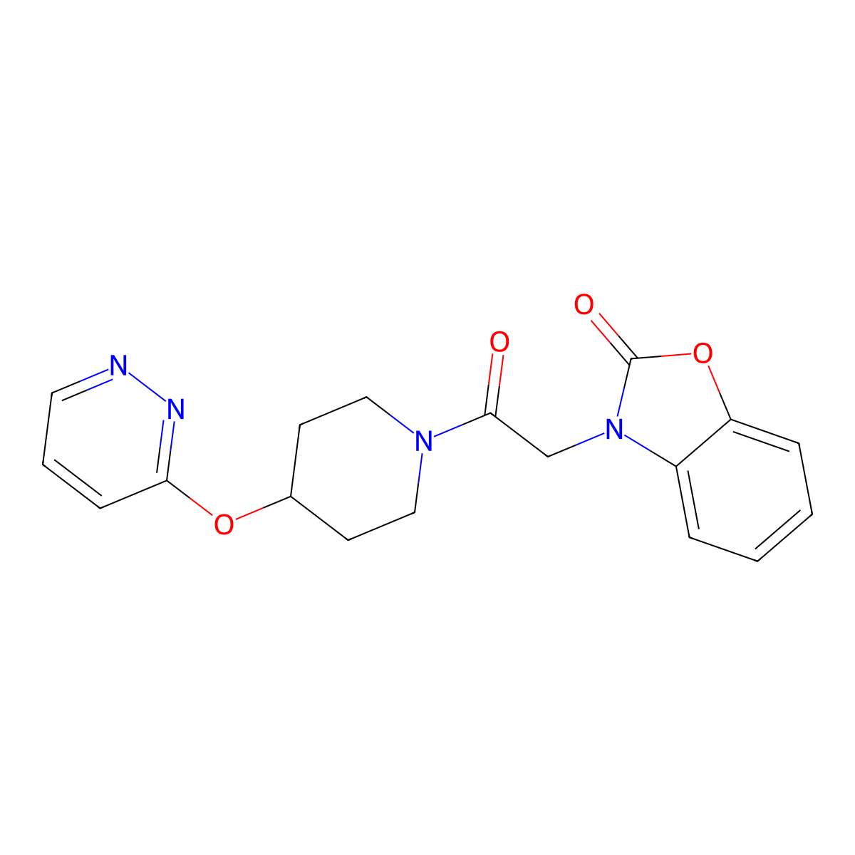 3-(2-oxo-2-(4-(pyridazin-3-yloxy)piperidin-1-yl)ethyl)benzo[d]oxazol-2(3H)-one molecular structure, CAS 1797186-66-3