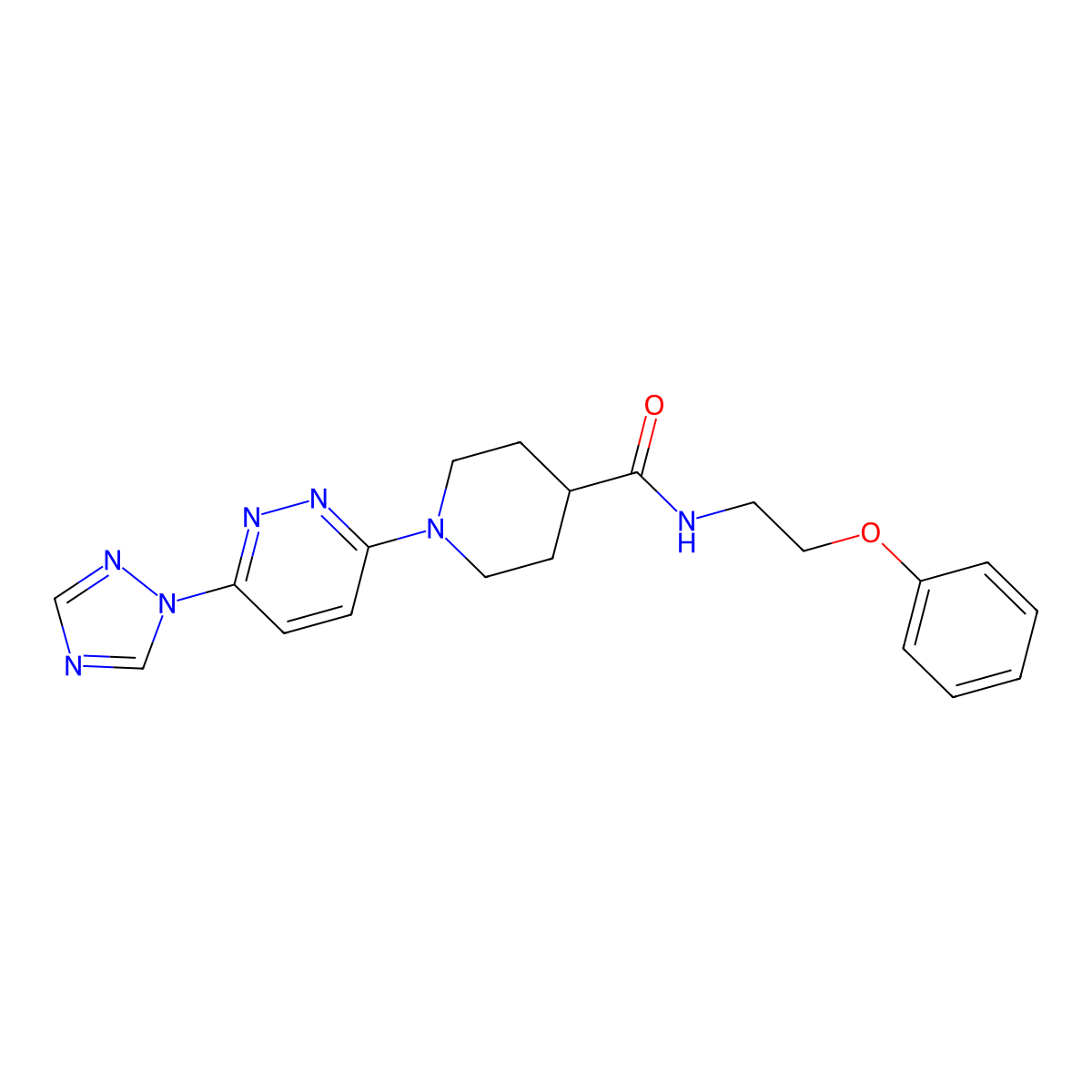 1-(6-(1H-1,2,4-triazol-1-yl)pyridazin-3-yl)-N-(2-phenoxyethyl)piperidine-4-carboxamide molecular structure, CAS 1797186-76-5