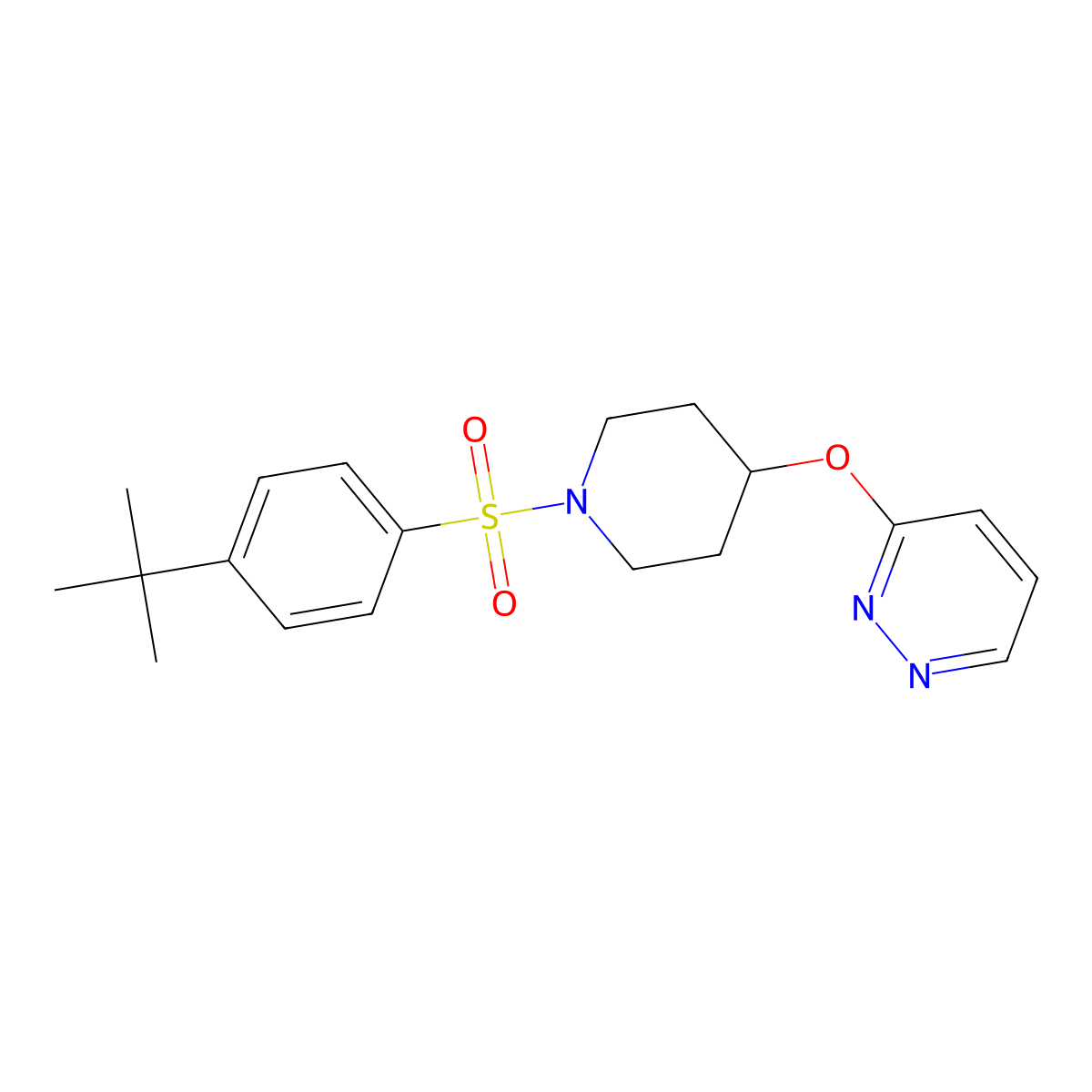 3-((1-((4-(Tert-butyl)phenyl)sulfonyl)piperidin-4-yl)oxy)pyridazine molecular structure, CAS 1797186-77-6