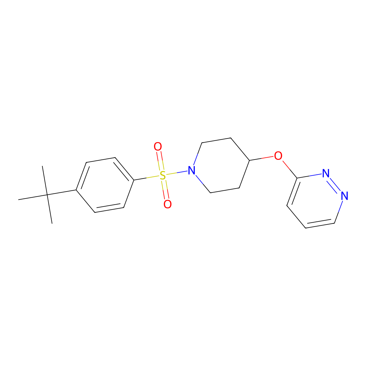 3-((1-((4-(Tert-butyl)phenyl)sulfonyl)piperidin-4-yl)oxy)pyridazine molecular structure, CAS 1797186-77-6