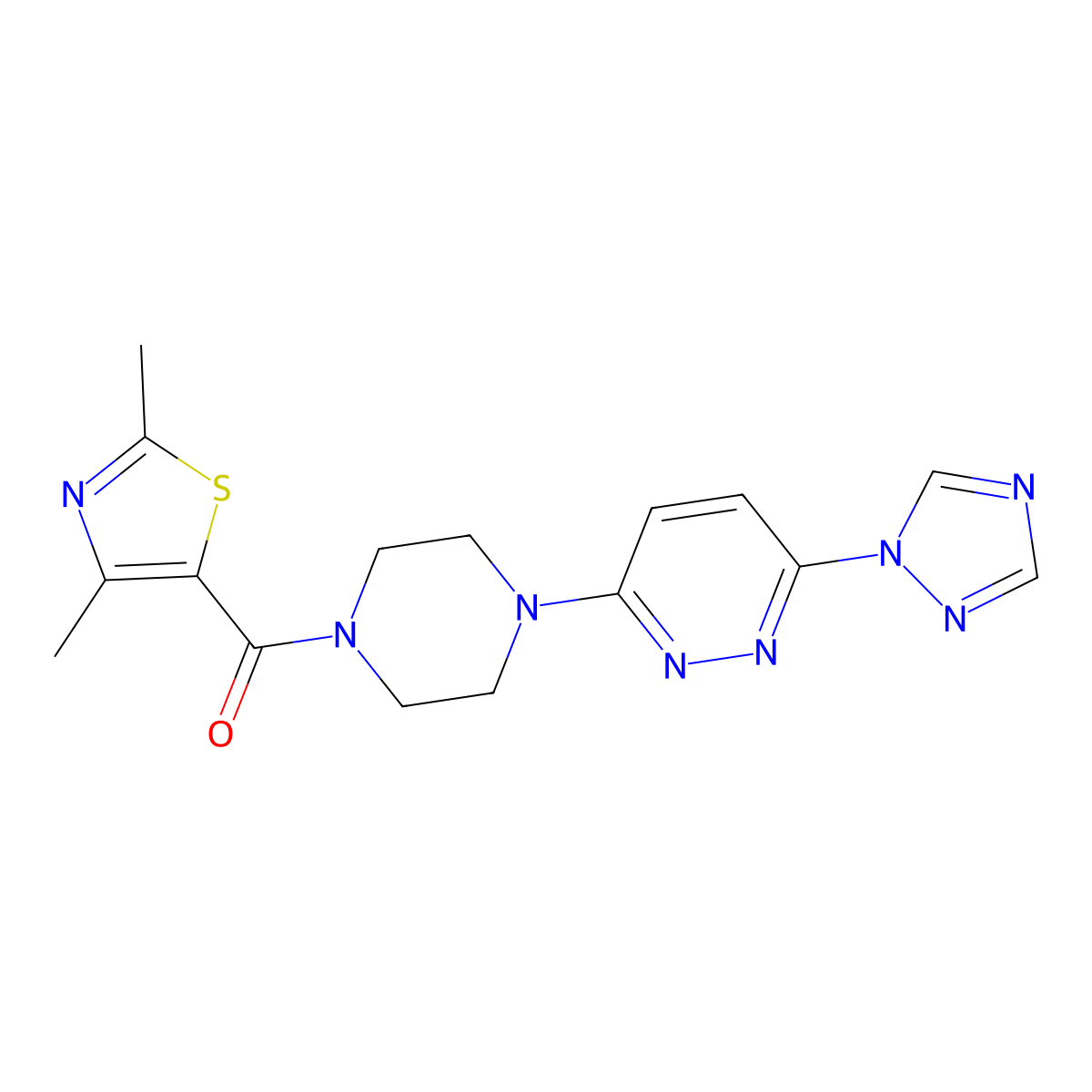 (4-(6-(1H-1,2,4-triazol-1-yl)pyridazin-3-yl)piperazin-1-yl)(2,4-dimethylthiazol-5-yl)methanone molecular structure, CAS 1797186-99-2