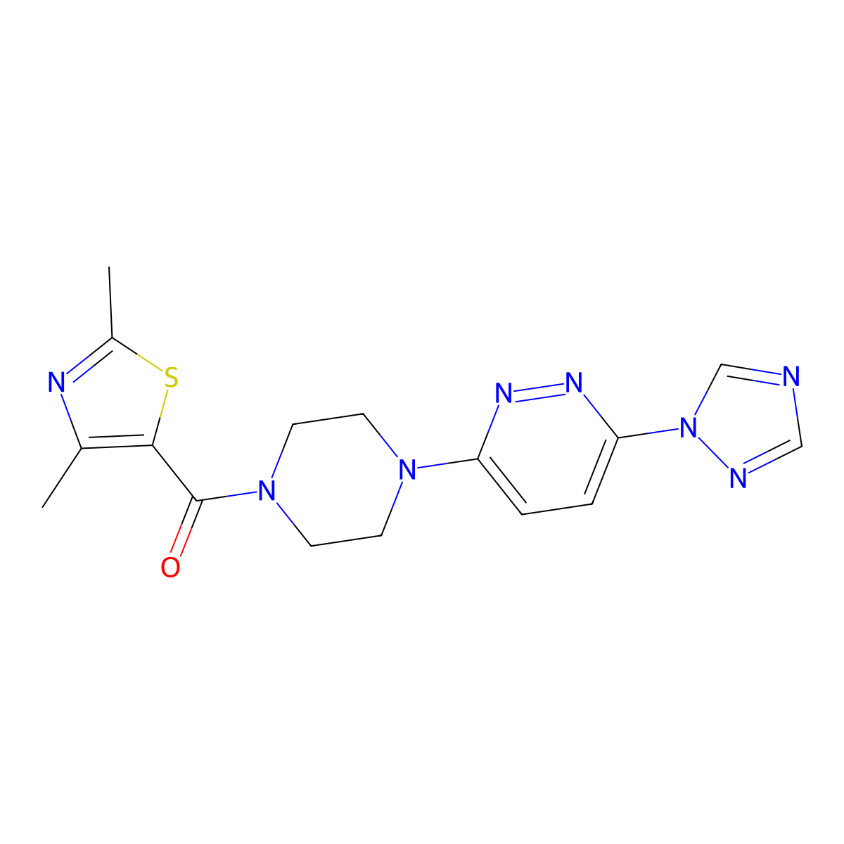 (4-(6-(1H-1,2,4-triazol-1-yl)pyridazin-3-yl)piperazin-1-yl)(2,4-dimethylthiazol-5-yl)methanone molecular structure, CAS 1797186-99-2