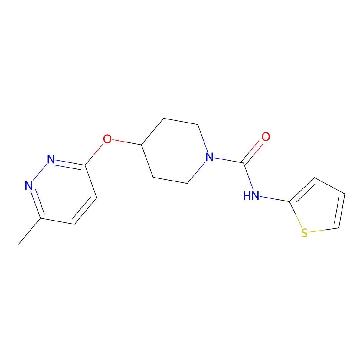 4-((6-methylpyridazin-3-yl)oxy)-N-(thiophen-2-yl)piperidine-1-carboxamide molecular structure, CAS 1797187-10-0