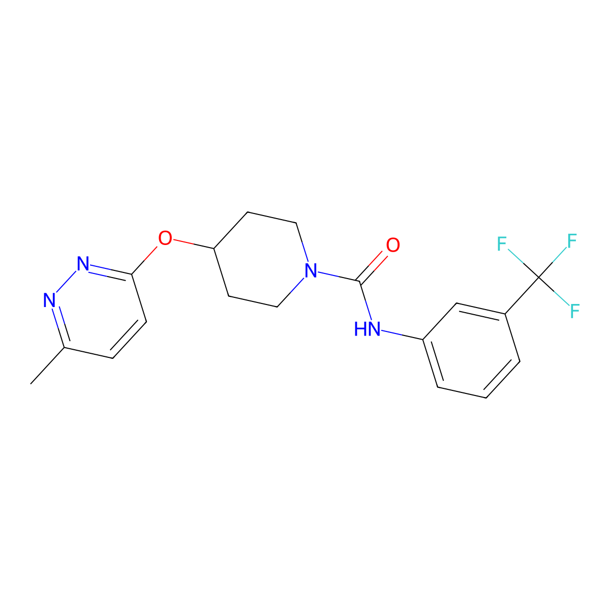 4-((6-methylpyridazin-3-yl)oxy)-N-(3-(trifluoromethyl)phenyl)piperidine-1-carboxamide molecular structure, CAS 1797187-19-9