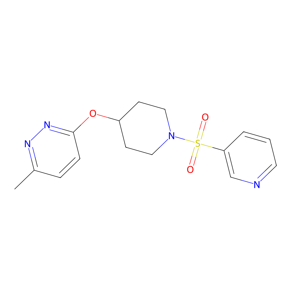 3-Methyl-6-((1-(pyridin-3-ylsulfonyl)piperidin-4-yl)oxy)pyridazine molecular structure, CAS 1797187-29-1