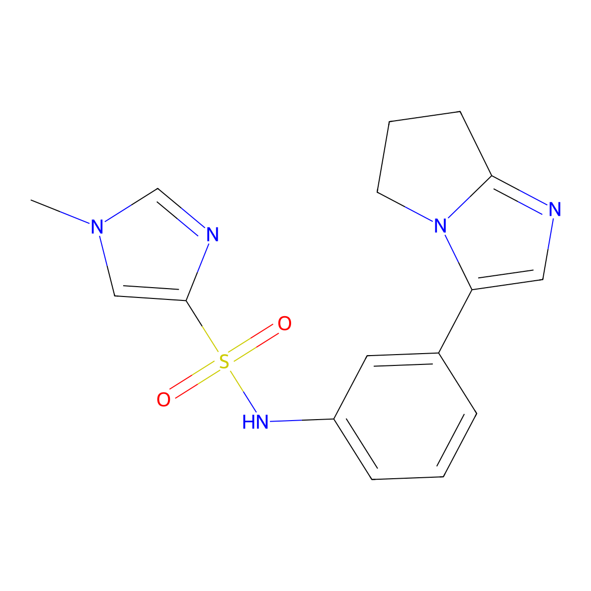 N-(3-(6,7-dihydro-5H-pyrrolo[1,2-a]imidazol-3-yl)phenyl)-1-methyl-1H-imidazole-4-sulfonamide molecular structure, CAS 1797187-34-8
