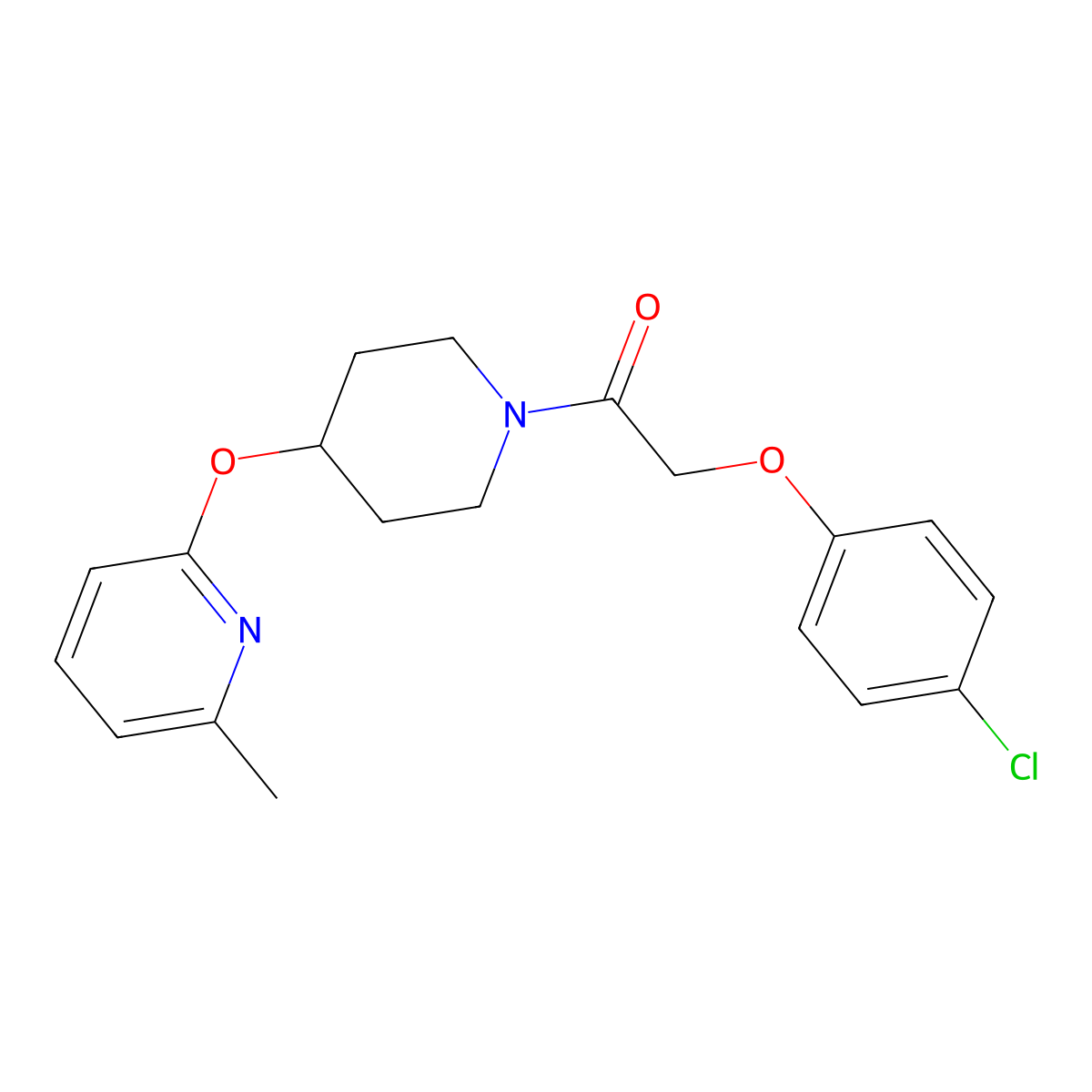 2-(4-Chlorophenoxy)-1-(4-((6-methylpyridin-2-yl)oxy)piperidin-1-yl)ethanone molecular structure, CAS 1797187-41-7