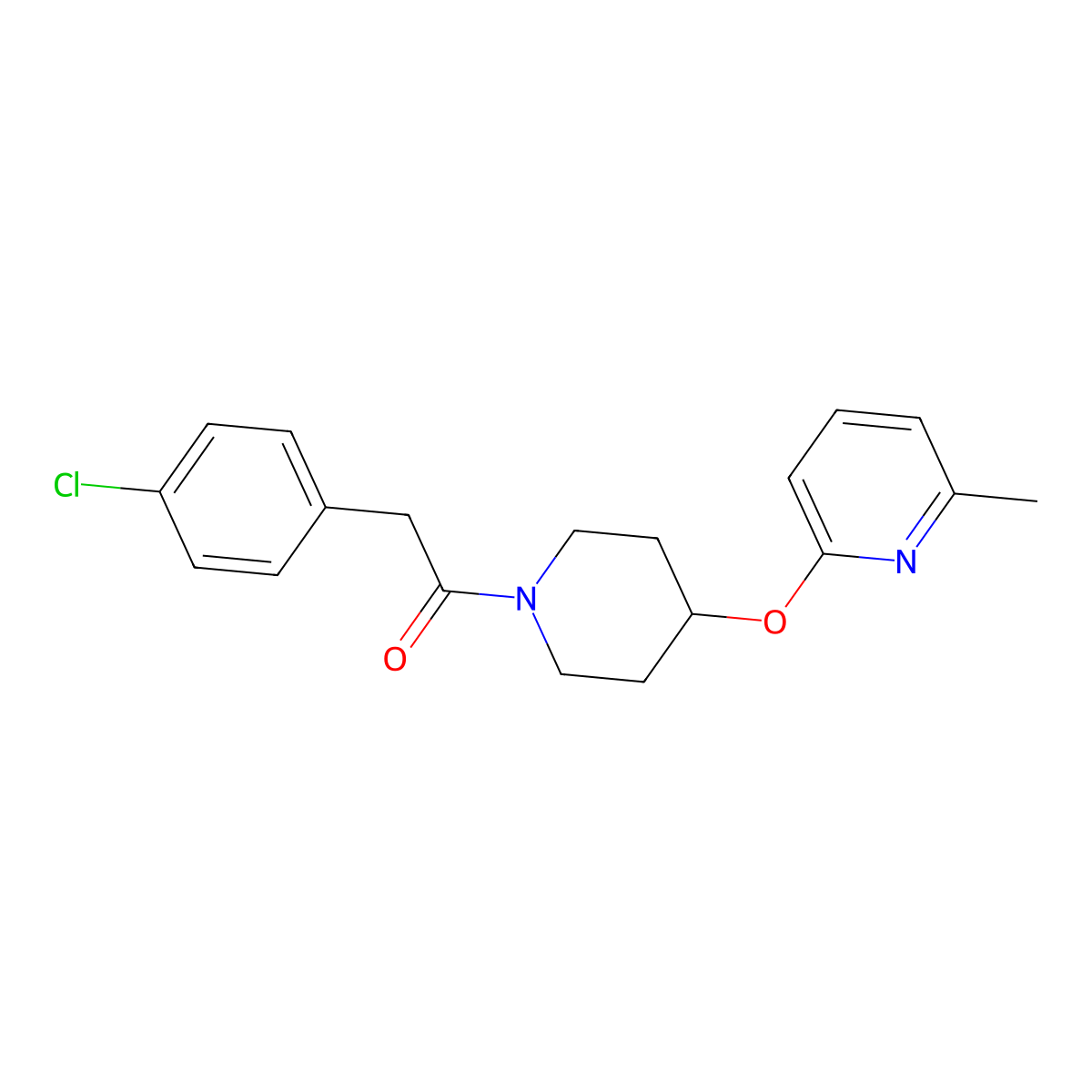 2-(4-Chlorophenyl)-1-(4-((6-methylpyridin-2-yl)oxy)piperidin-1-yl)ethanone molecular structure, CAS 1797187-48-4