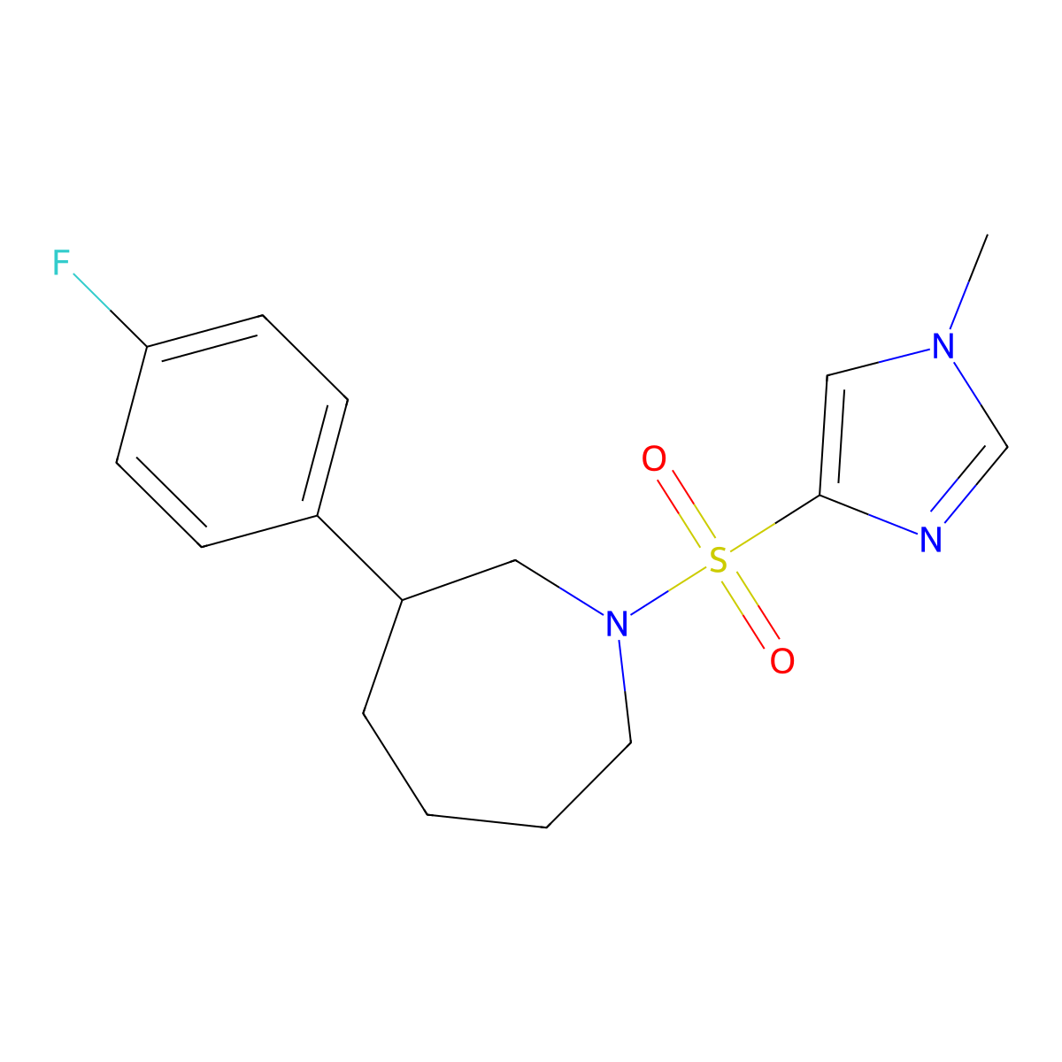 3-(4-fluorophenyl)-1-[(1-methyl-1H-imidazol-4-yl)sulfonyl]azepane molecular structure, CAS 1797187-50-8