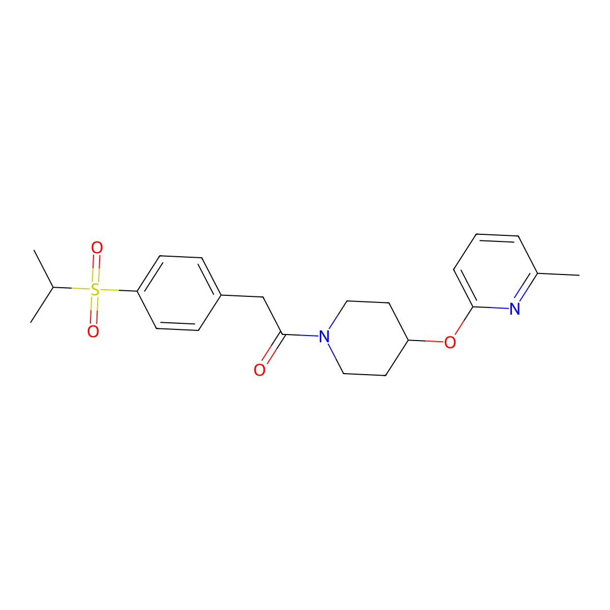 2-(4-(Isopropylsulfonyl)phenyl)-1-(4-((6-methylpyridin-2-yl)oxy)piperidin-1-yl)ethanone molecular structure, CAS 1797187-57-5
