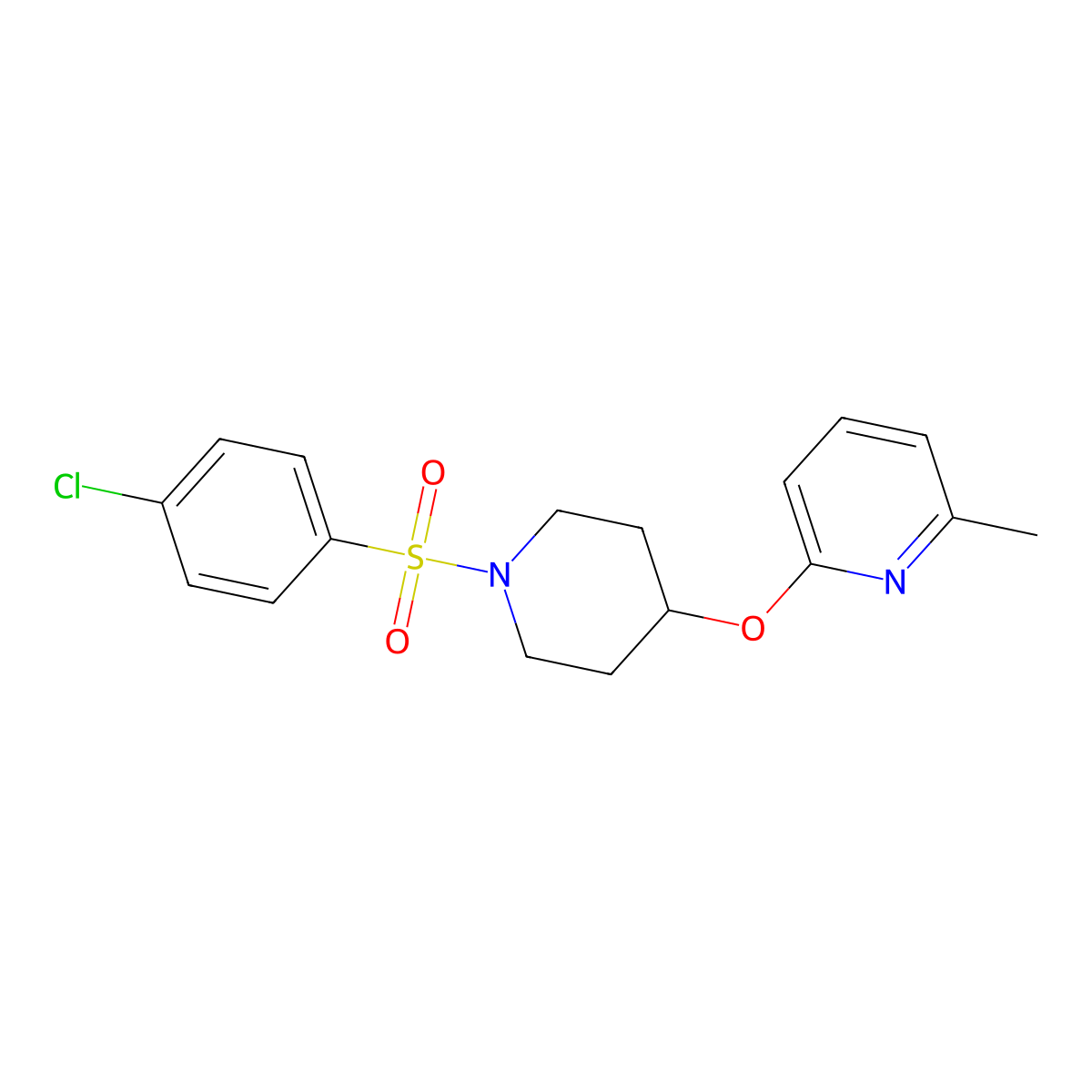 2-((1-((4-Chlorophenyl)sulfonyl)piperidin-4-yl)oxy)-6-methylpyridine molecular structure, CAS 1797187-95-1