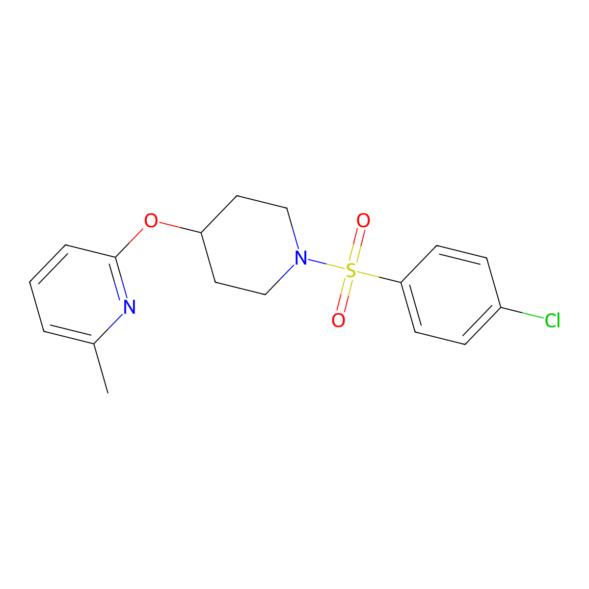 2-((1-((4-Chlorophenyl)sulfonyl)piperidin-4-yl)oxy)-6-methylpyridine molecular structure, CAS 1797187-95-1