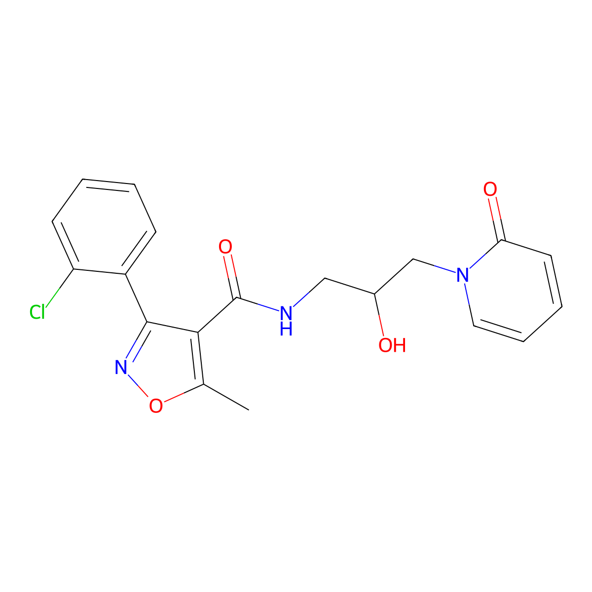 3-(2-chlorophenyl)-N-(2-hydroxy-3-(2-oxopyridin-1(2H)-yl)propyl)-5-methylisoxazole-4-carboxamide molecular structure, CAS 1797187-98-4