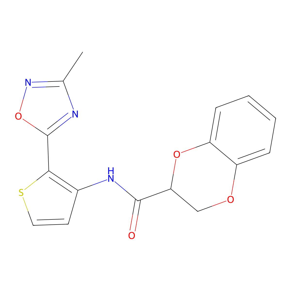 N-[2-(3-methyl-1,2,4-oxadiazol-5-yl)thiophen-3-yl]-2,3-dihydro-1,4-benzodioxine-2-carboxamide molecular structure, CAS 1797188-03-4