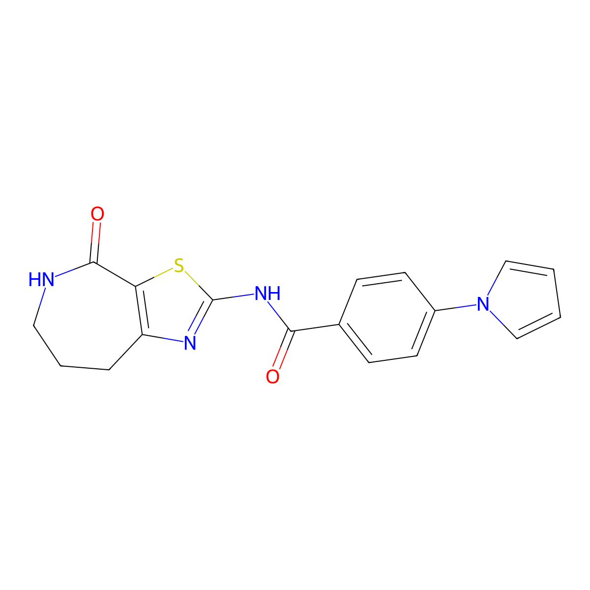 N-(4-oxo-5,6,7,8-tetrahydro-4H-thiazolo[5,4-c]azepin-2-yl)-4-(1H-pyrrol-1-yl)benzamide molecular structure, CAS 1797188-13-6