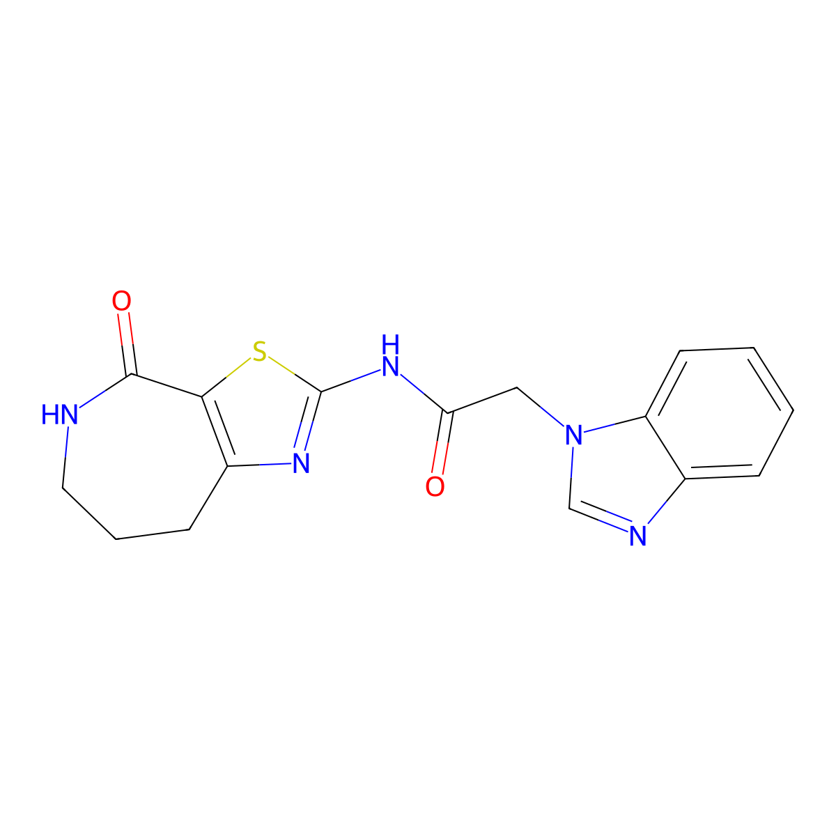 2-(1H-benzo[d]imidazol-1-yl)-N-(4-oxo-5,6,7,8-tetrahydro-4H-thiazolo[5,4-c]azepin-2-yl)acetamide molecular structure, CAS 1797188-51-2