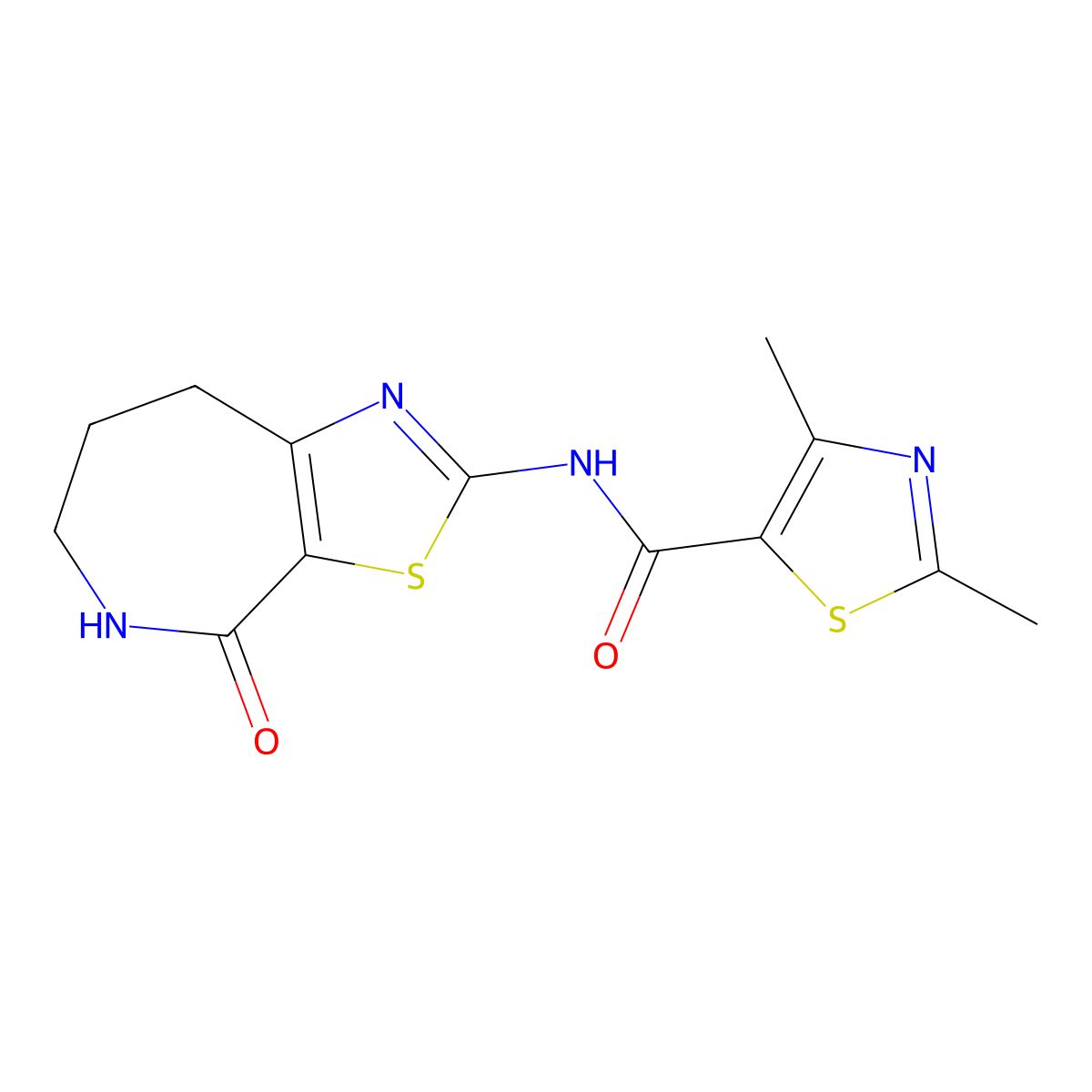 2,4-dimethyl-N-(4-oxo-5,6,7,8-tetrahydro-4H-thiazolo[5,4-c]azepin-2-yl)thiazole-5-carboxamide molecular structure, CAS 1797188-57-8