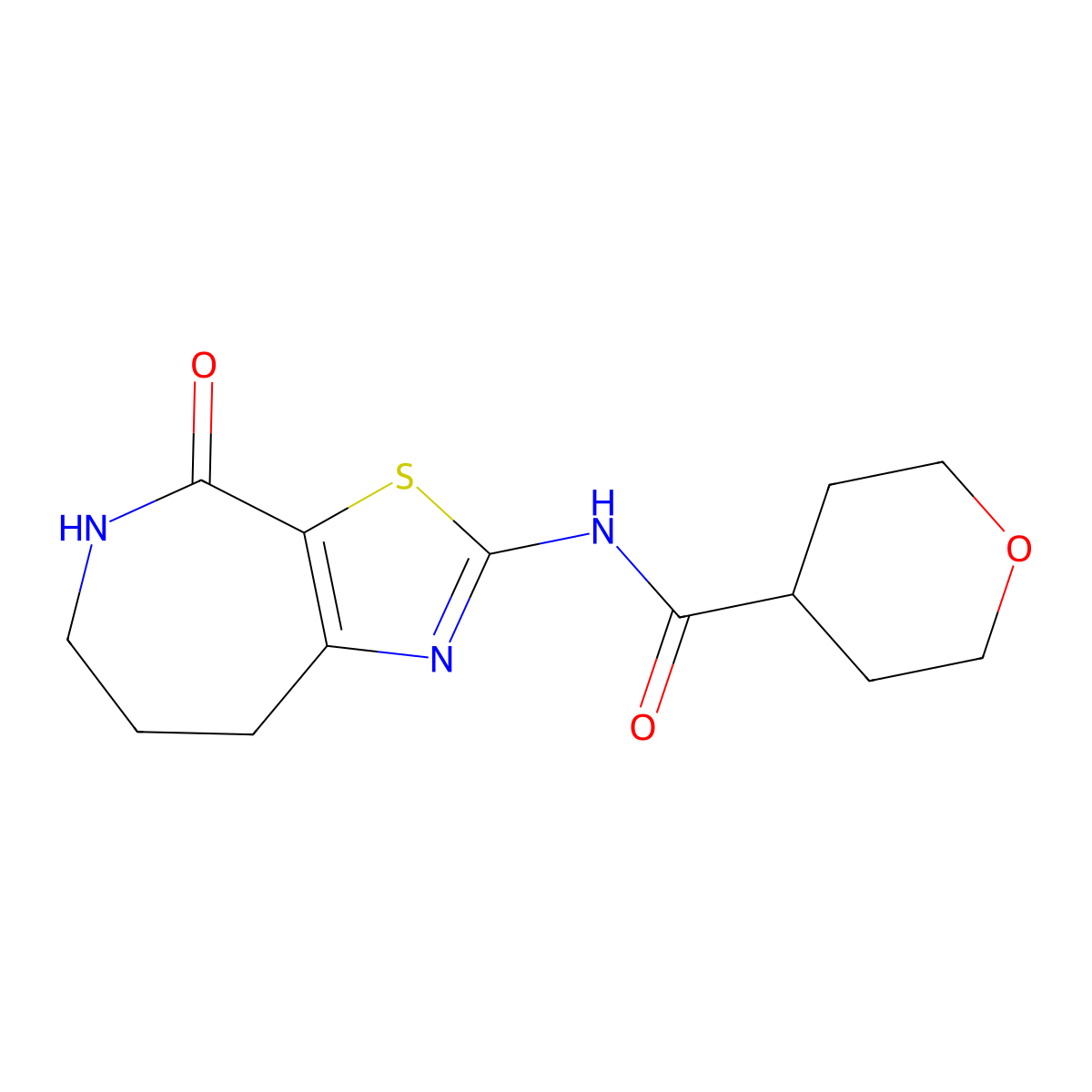 N-(4-oxo-5,6,7,8-tetrahydro-4H-thiazolo[5,4-c]azepin-2-yl)tetrahydro-2H-pyran-4-carboxamide molecular structure, CAS 1797188-65-8