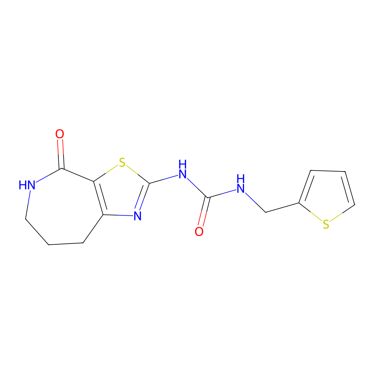 1-(4-oxo-5,6,7,8-tetrahydro-4H-thiazolo[5,4-c]azepin-2-yl)-3-(thiophen-2-ylmethyl)urea molecular structure, CAS 1797188-78-3