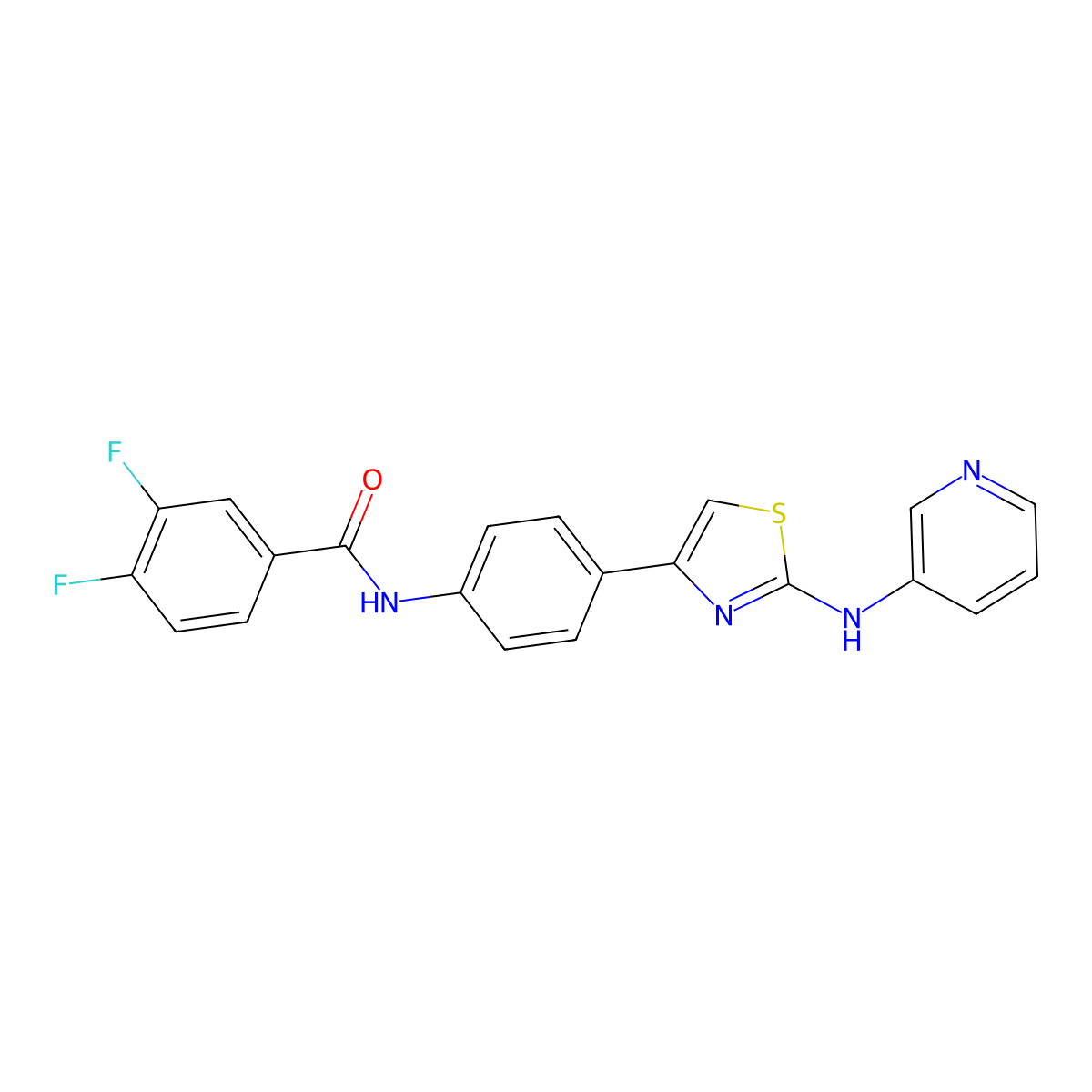 3,4-difluoro-N-(4-(2-(pyridin-3-ylamino)thiazol-4-yl)phenyl)benzamide molecular structure, CAS 1797188-82-9