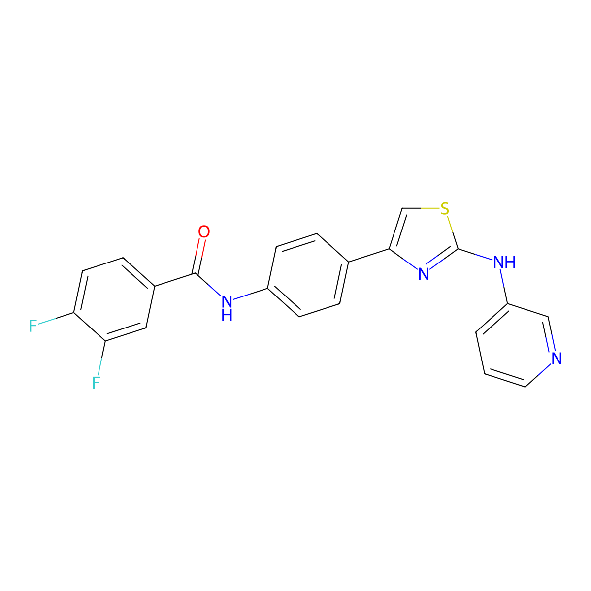 3,4-difluoro-N-(4-(2-(pyridin-3-ylamino)thiazol-4-yl)phenyl)benzamide molecular structure, CAS 1797188-82-9