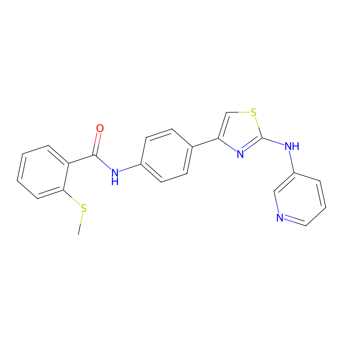 2-(methylthio)-N-(4-(2-(pyridin-3-ylamino)thiazol-4-yl)phenyl)benzamide molecular structure, CAS 1797188-86-3