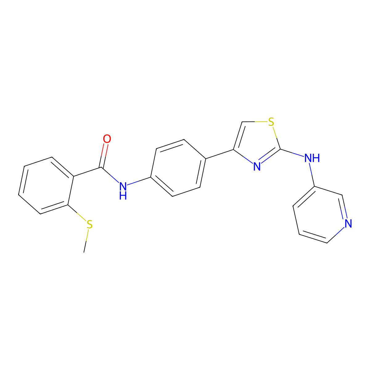 2-(methylthio)-N-(4-(2-(pyridin-3-ylamino)thiazol-4-yl)phenyl)benzamide molecular structure, CAS 1797188-86-3