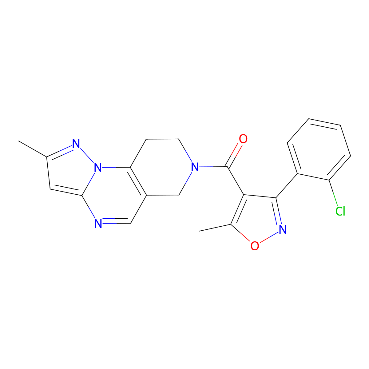 (3-(2-chlorophenyl)-5-methylisoxazol-4-yl)(2-methyl-8,9-dihydropyrazolo[1,5-a]pyrido[3,4-e]pyrimidin-7(6H)-yl)methanone molecular structure, CAS 1797189-93-5