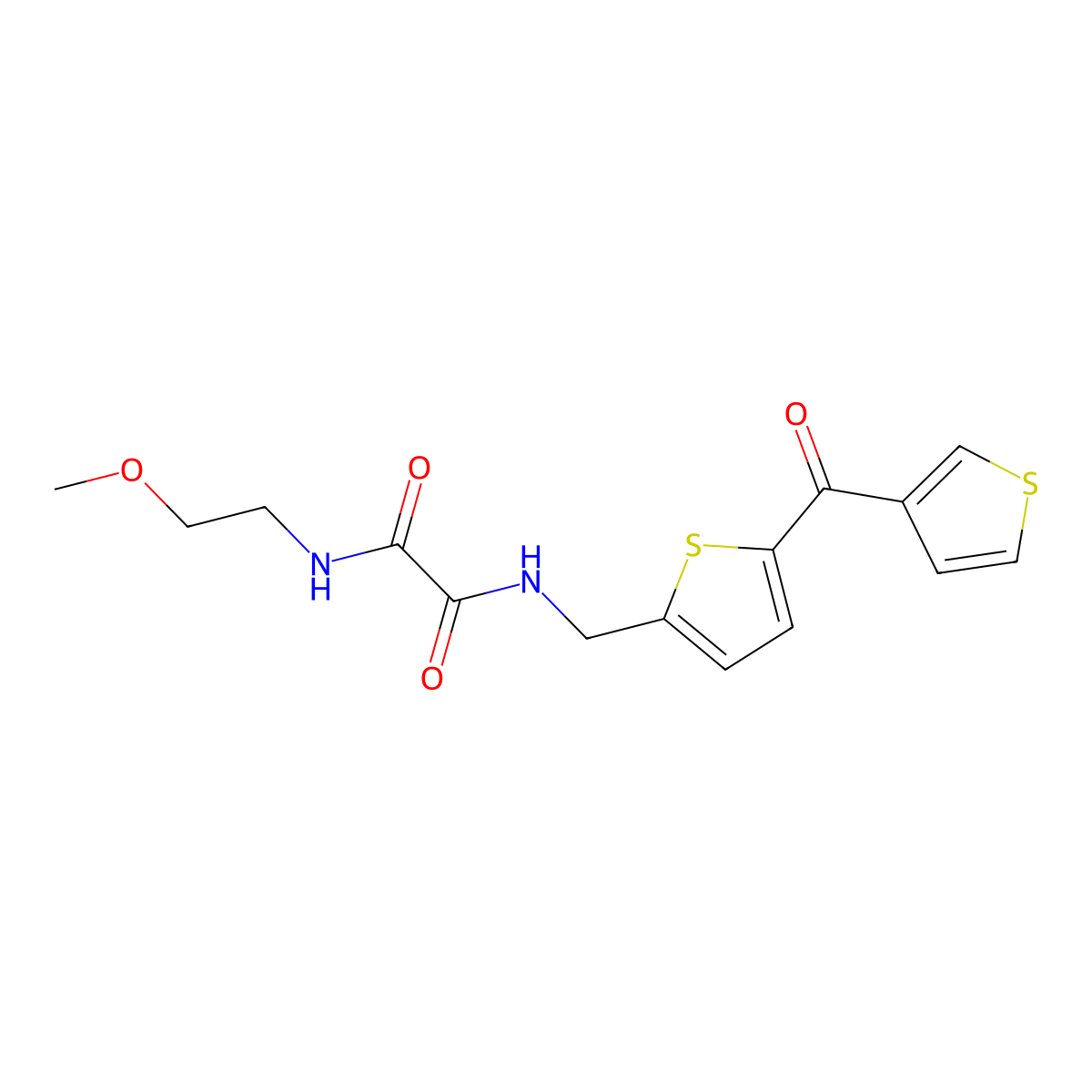 N1-(2-methoxyethyl)-N2-((5-(thiophene-3-carbonyl)thiophen-2-yl)methyl)oxalamide molecular structure, CAS 1797190-40-9