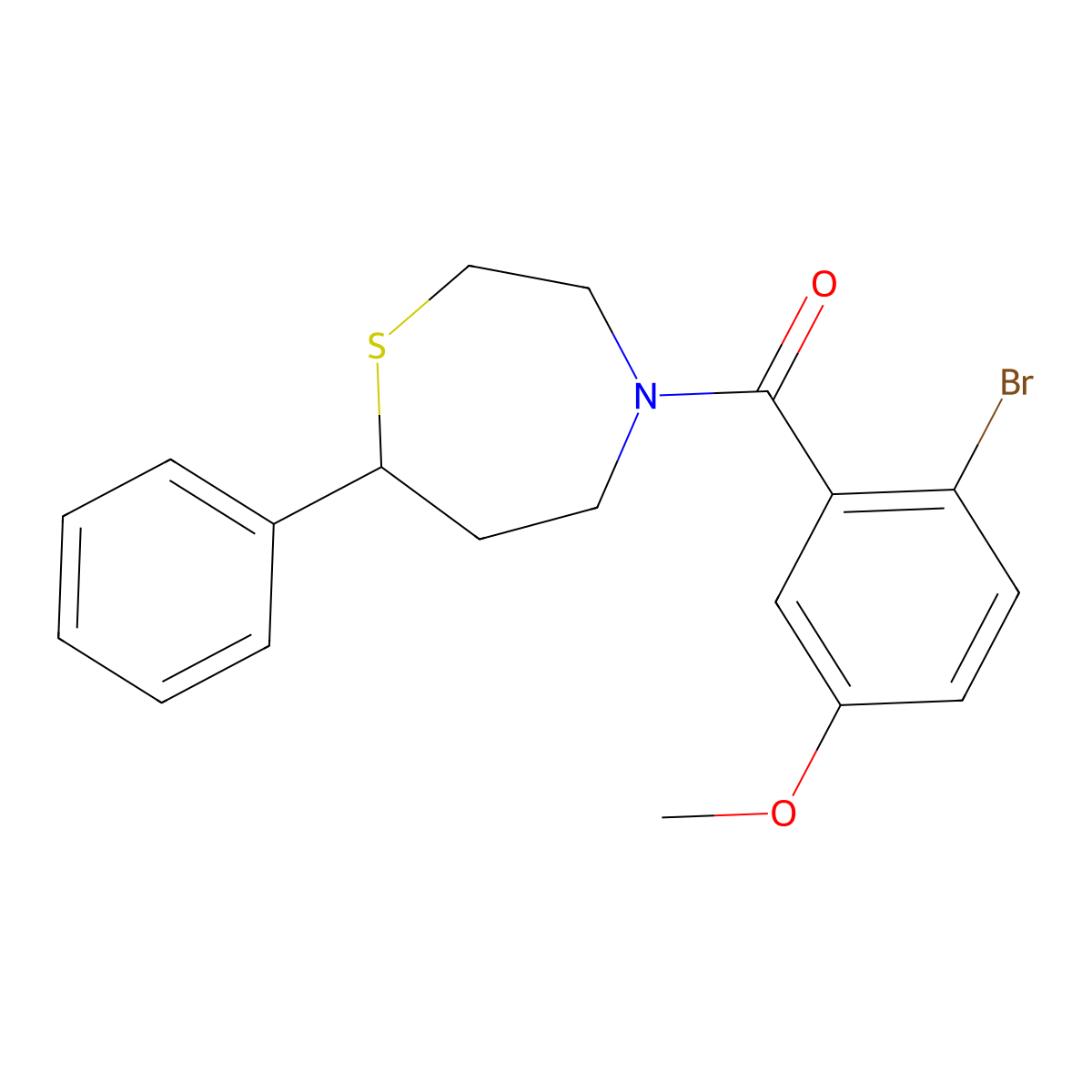 (2-Bromo-5-methoxyphenyl)(7-phenyl-1,4-thiazepan-4-yl)methanone molecular structure, CAS 1797190-71-6