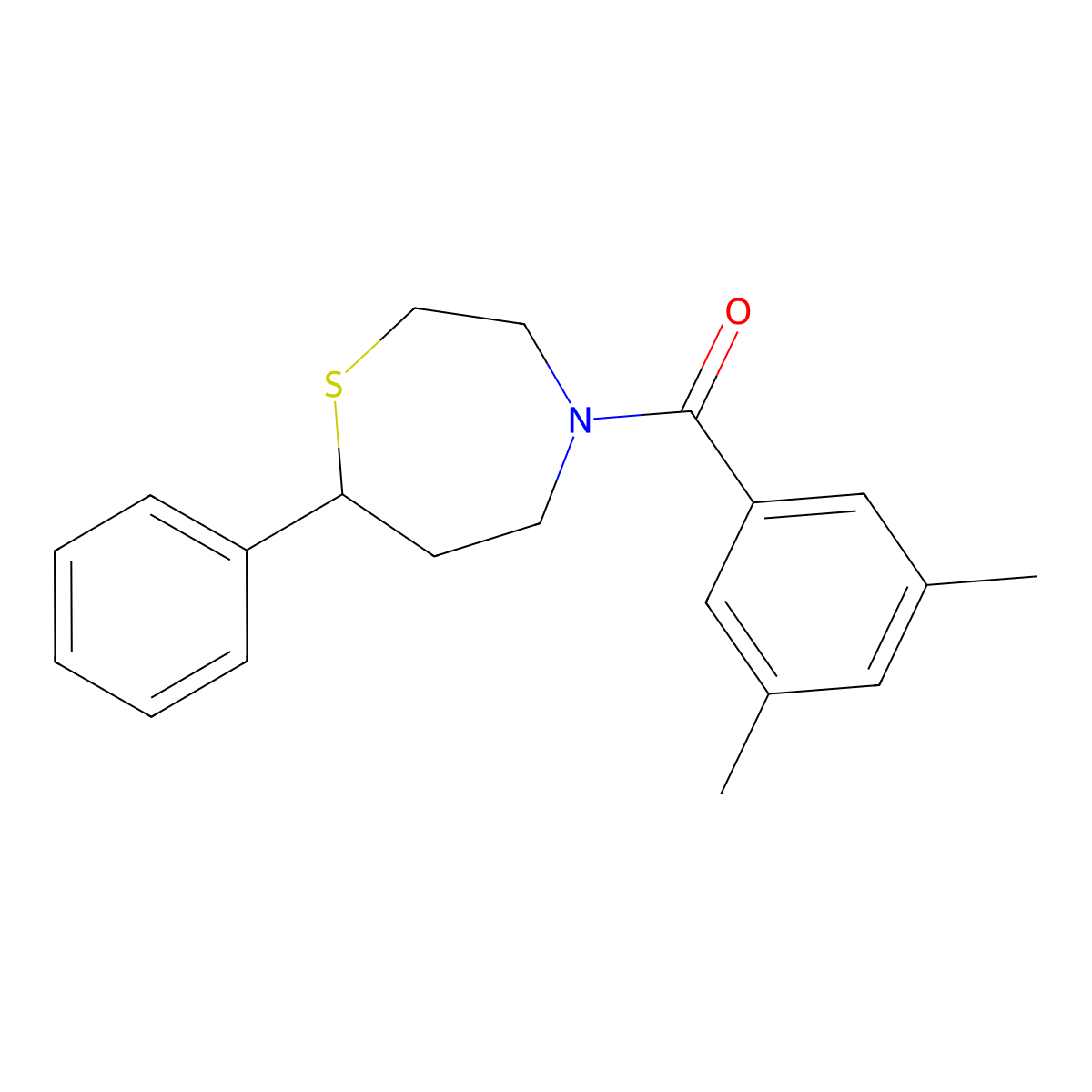 (3,5-Dimethylphenyl)(7-phenyl-1,4-thiazepan-4-yl)methanone molecular structure, CAS 1797190-77-2