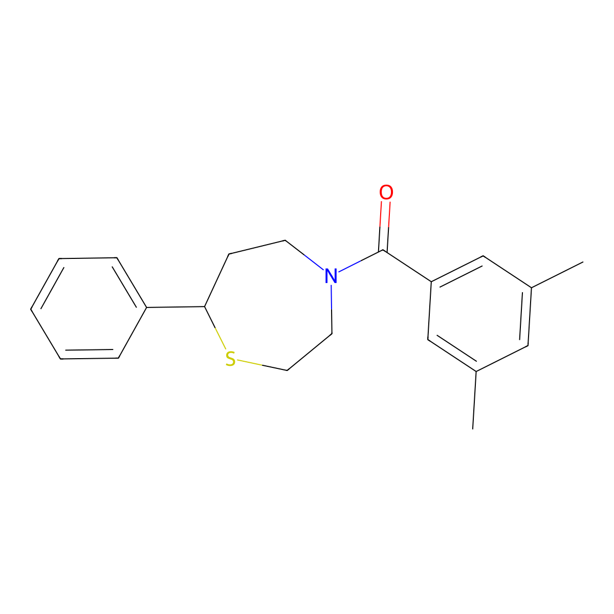 (3,5-Dimethylphenyl)(7-phenyl-1,4-thiazepan-4-yl)methanone molecular structure, CAS 1797190-77-2