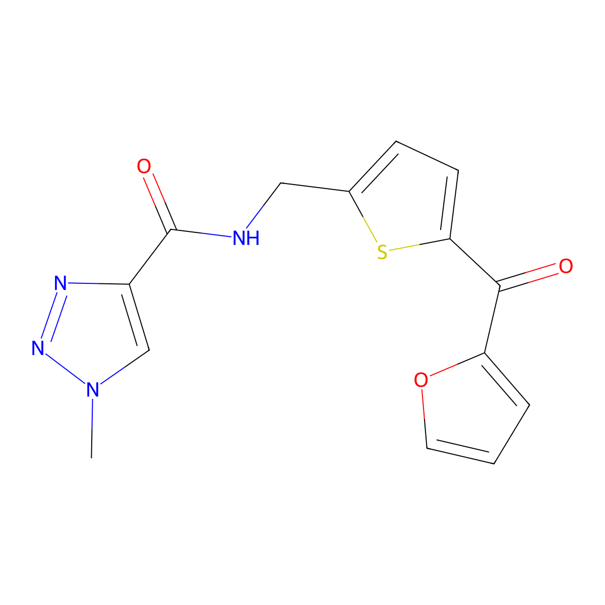 N-((5-(furan-2-carbonyl)thiophen-2-yl)methyl)-1-methyl-1H-1,2,3-triazole-4-carboxamide molecular structure, CAS 1797190-87-4