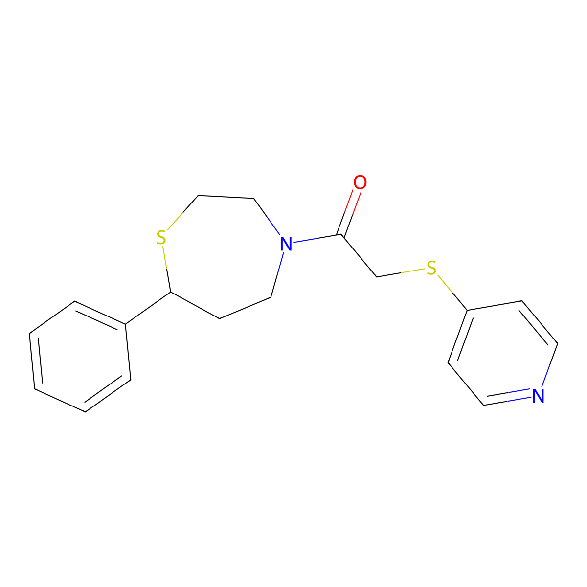 1-(7-Phenyl-1,4-thiazepan-4-yl)-2-(pyridin-4-ylthio)ethanone molecular structure, CAS 1797191-17-3