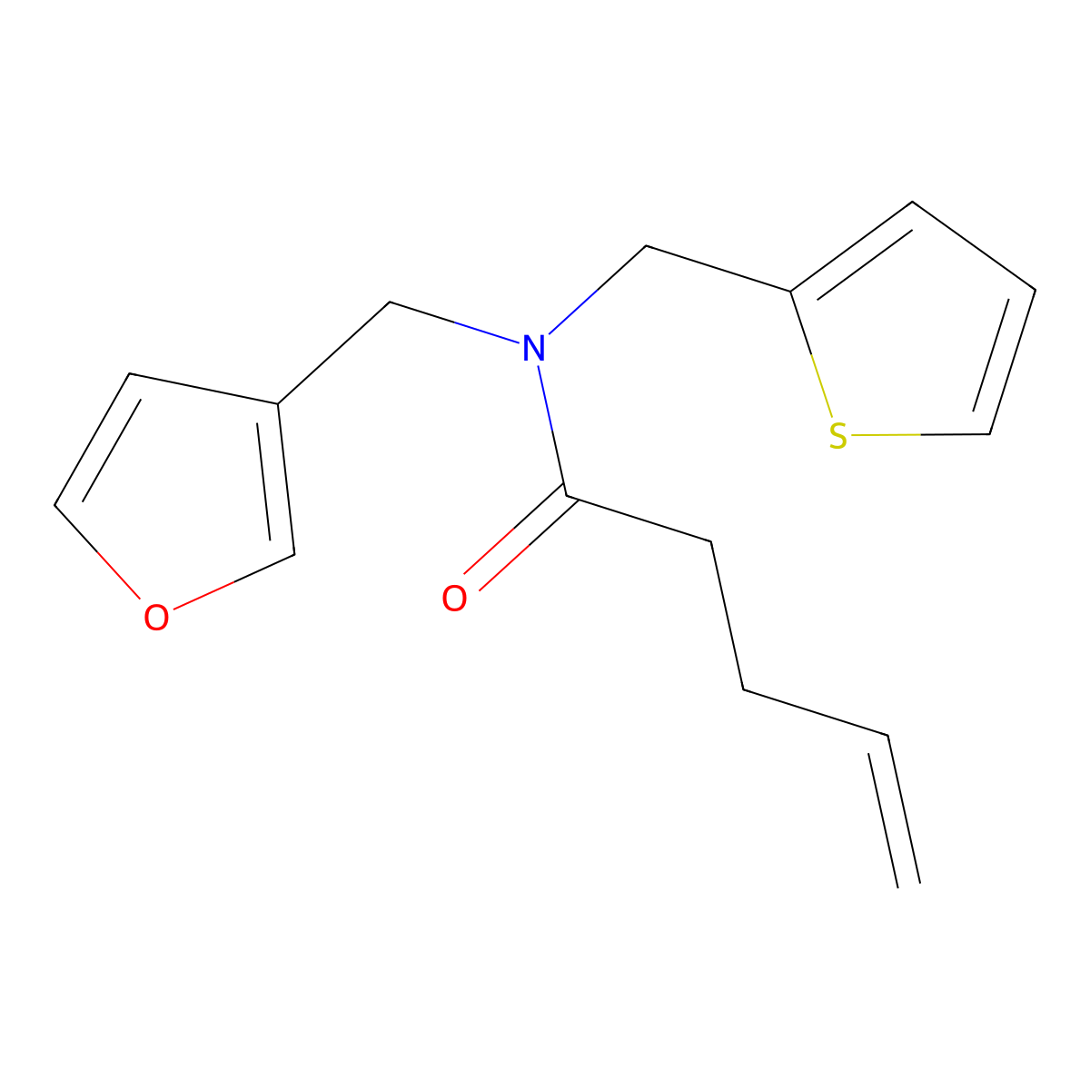 N-(furan-3-ylmethyl)-N-(thiophen-2-ylmethyl)pent-4-enamide molecular structure, CAS 1797191-52-6