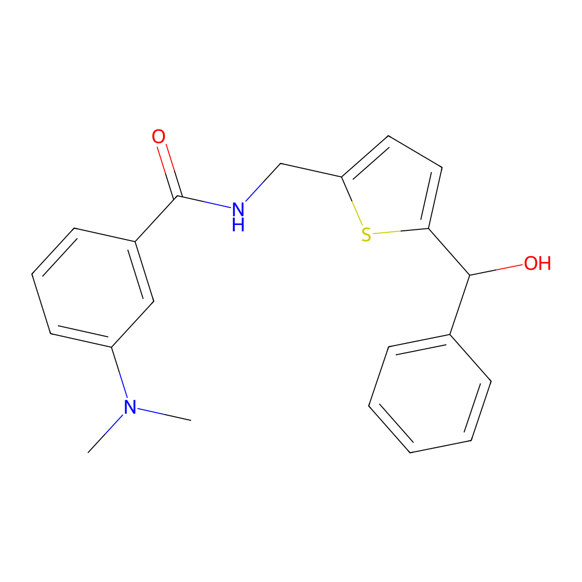 3-(dimethylamino)-N-({5-[hydroxy(phenyl)methyl]thiophen-2-yl}methyl)benzamide molecular structure, CAS 1797191-90-2
