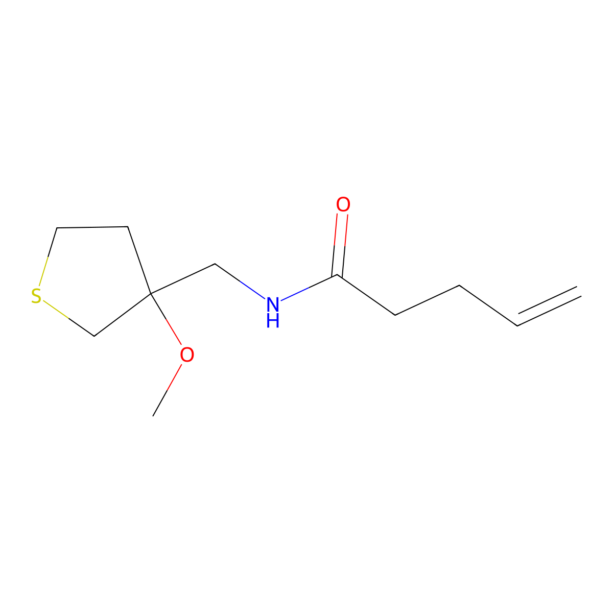 N-((3-methoxytetrahydrothiophen-3-yl)methyl)pent-4-enamide molecular structure, CAS 1797192-38-1