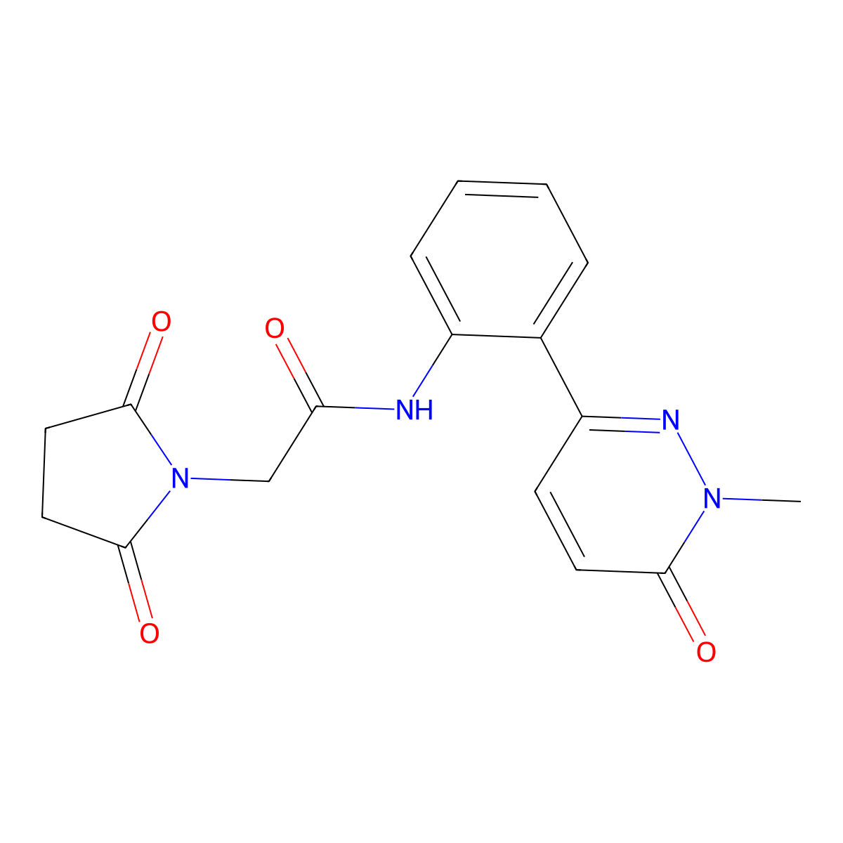 2-(2,5-dioxopyrrolidin-1-yl)-N-[2-(1-methyl-6-oxo-1,6-dihydropyridazin-3-yl)phenyl]acetamide molecular structure, CAS 1797192-46-1