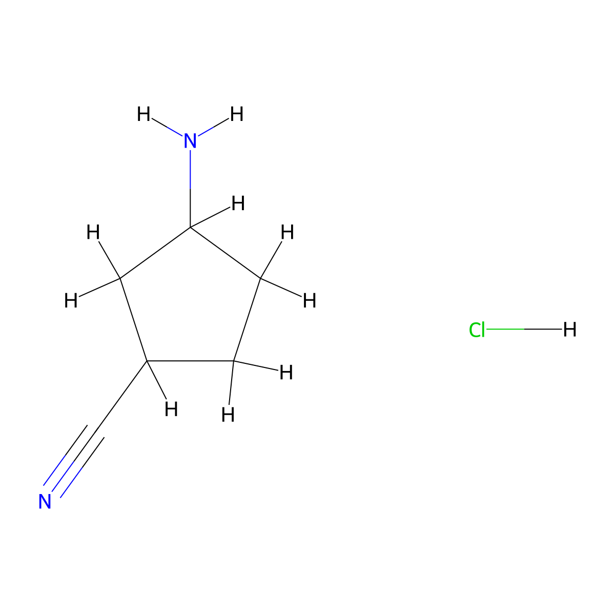 3-Aminocyclopentane-1-carbonitrile hydrochloride molecular structure, CAS 1797194-99-0