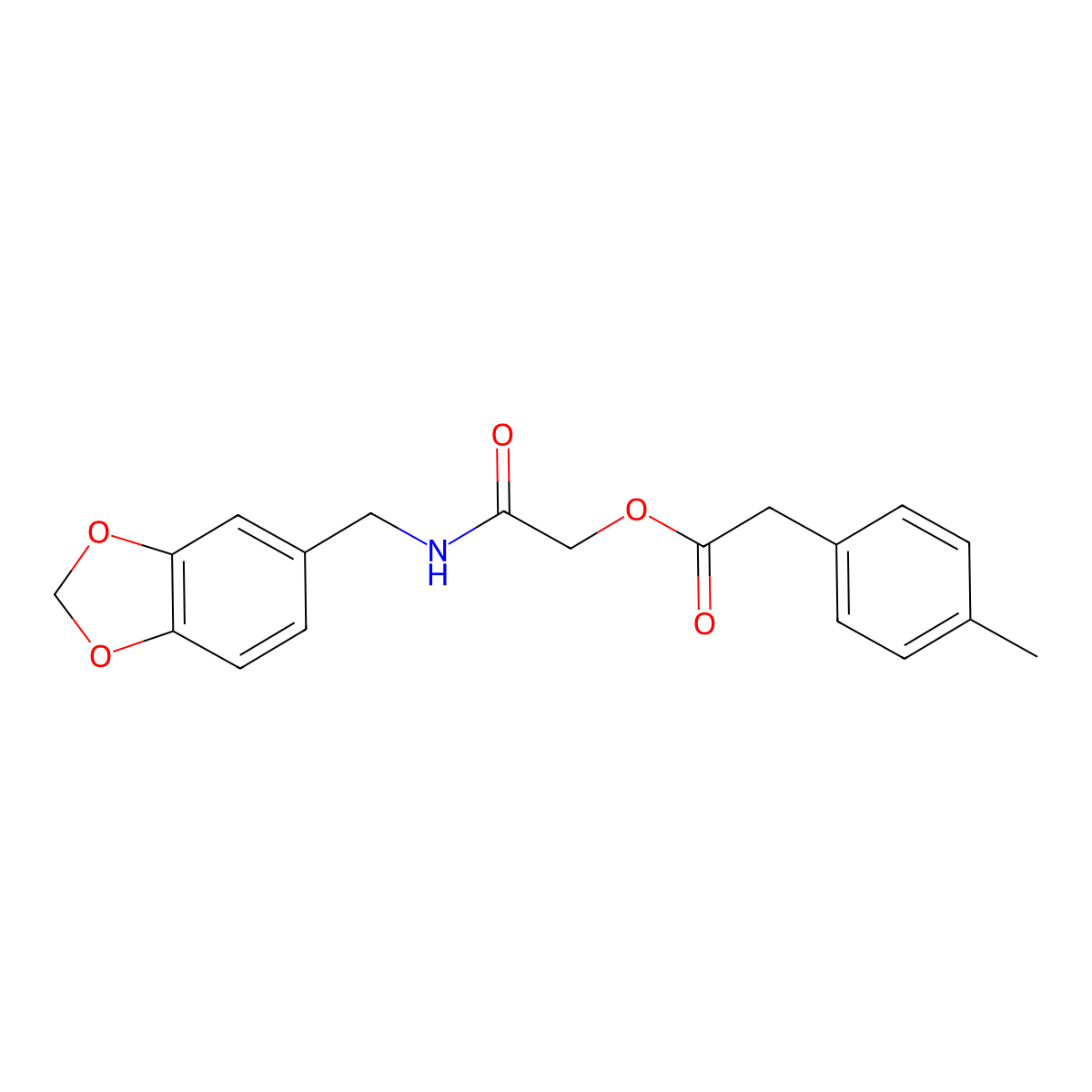 2-[(1,3-Benzodioxol-5-ylmethyl)amino]-2-oxoethyl (4-methylphenyl)acetate molecular structure, CAS 1797196-41-8