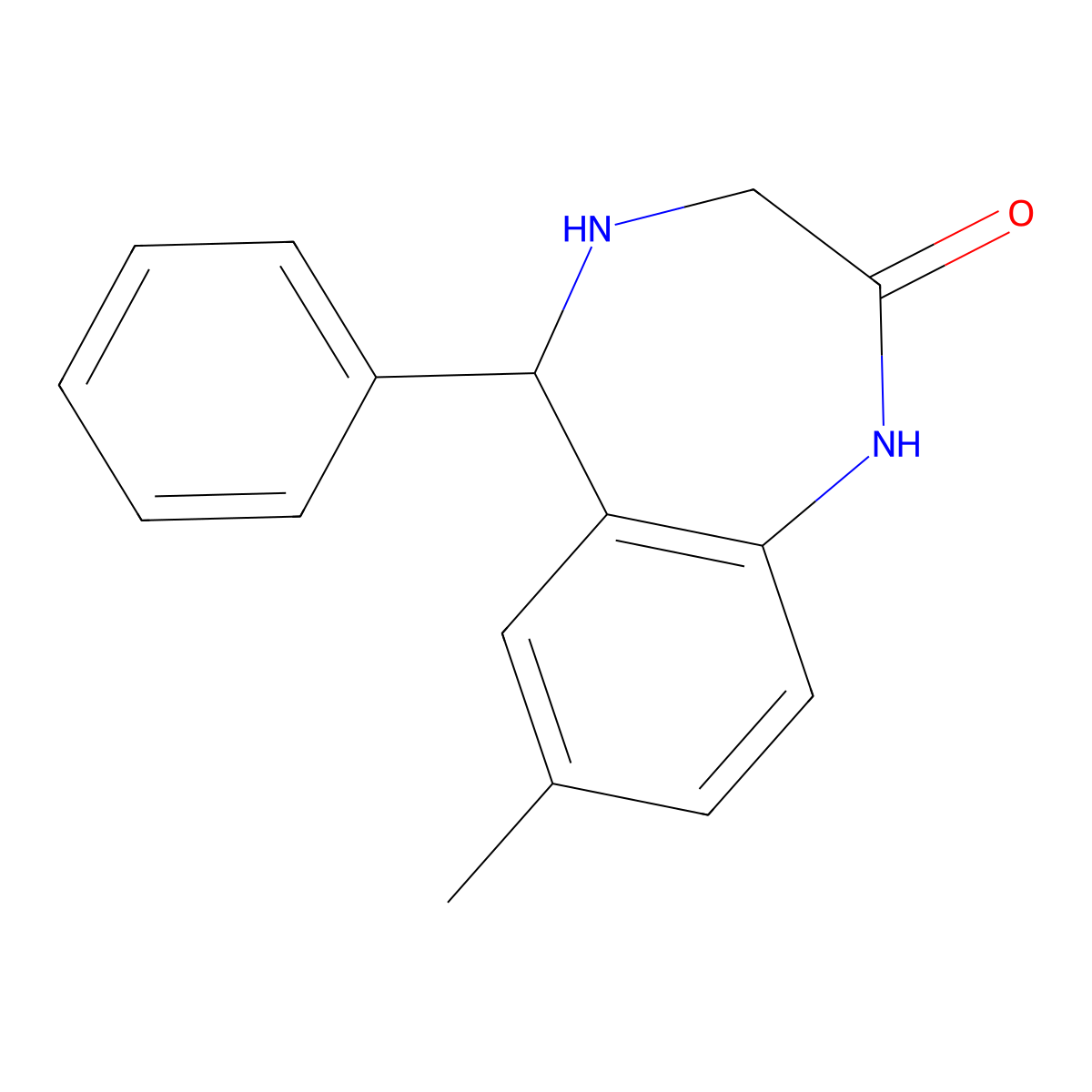 7-Methyl-5-phenyl-1,3,4,5-tetrahydro-1,4-benzodiazepin-2-one molecular structure, CAS 17972-75-7