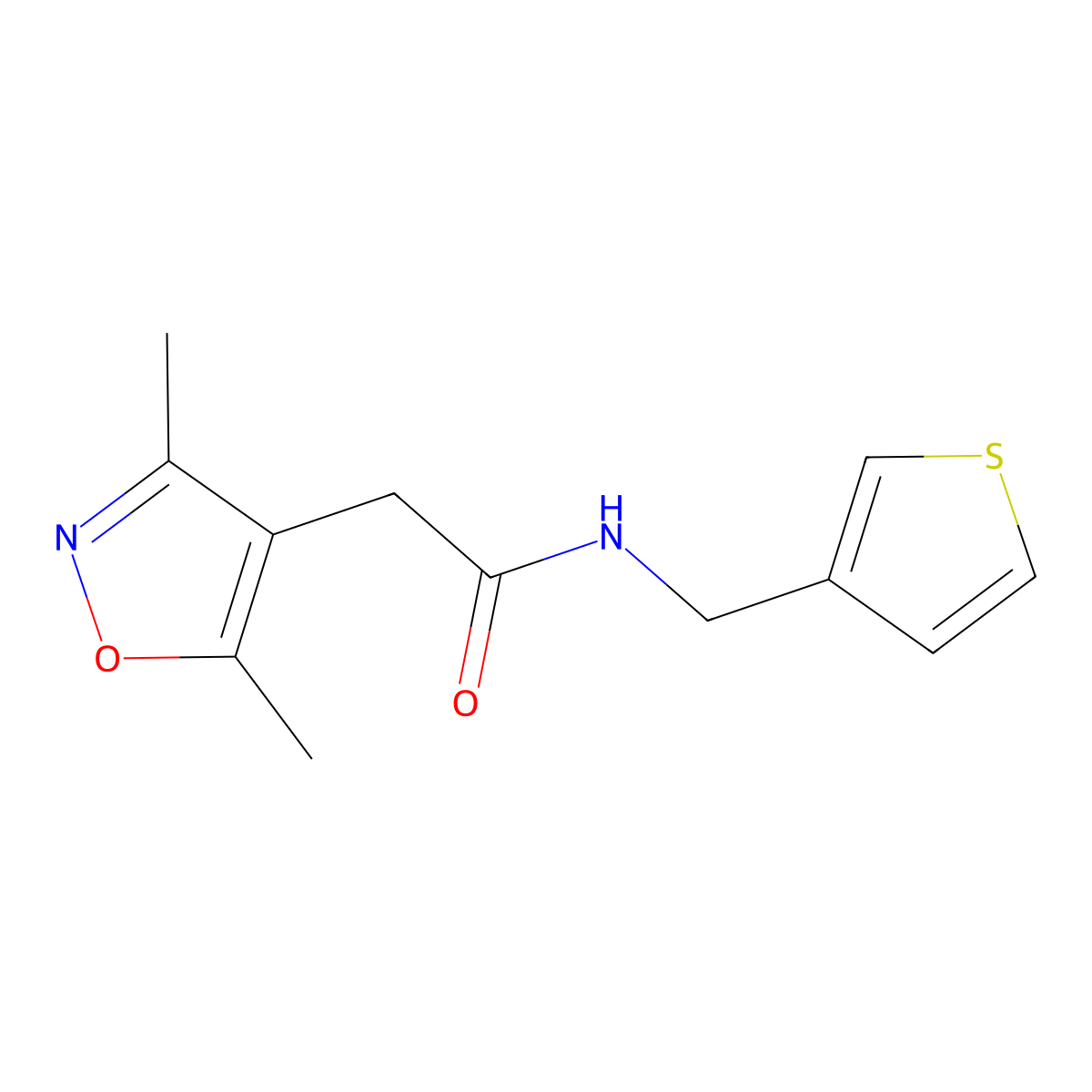 2-(3,5-dimethyl-1,2-oxazol-4-yl)-N-[(thiophen-3-yl)methyl]acetamide molecular structure, CAS 1797201-94-5