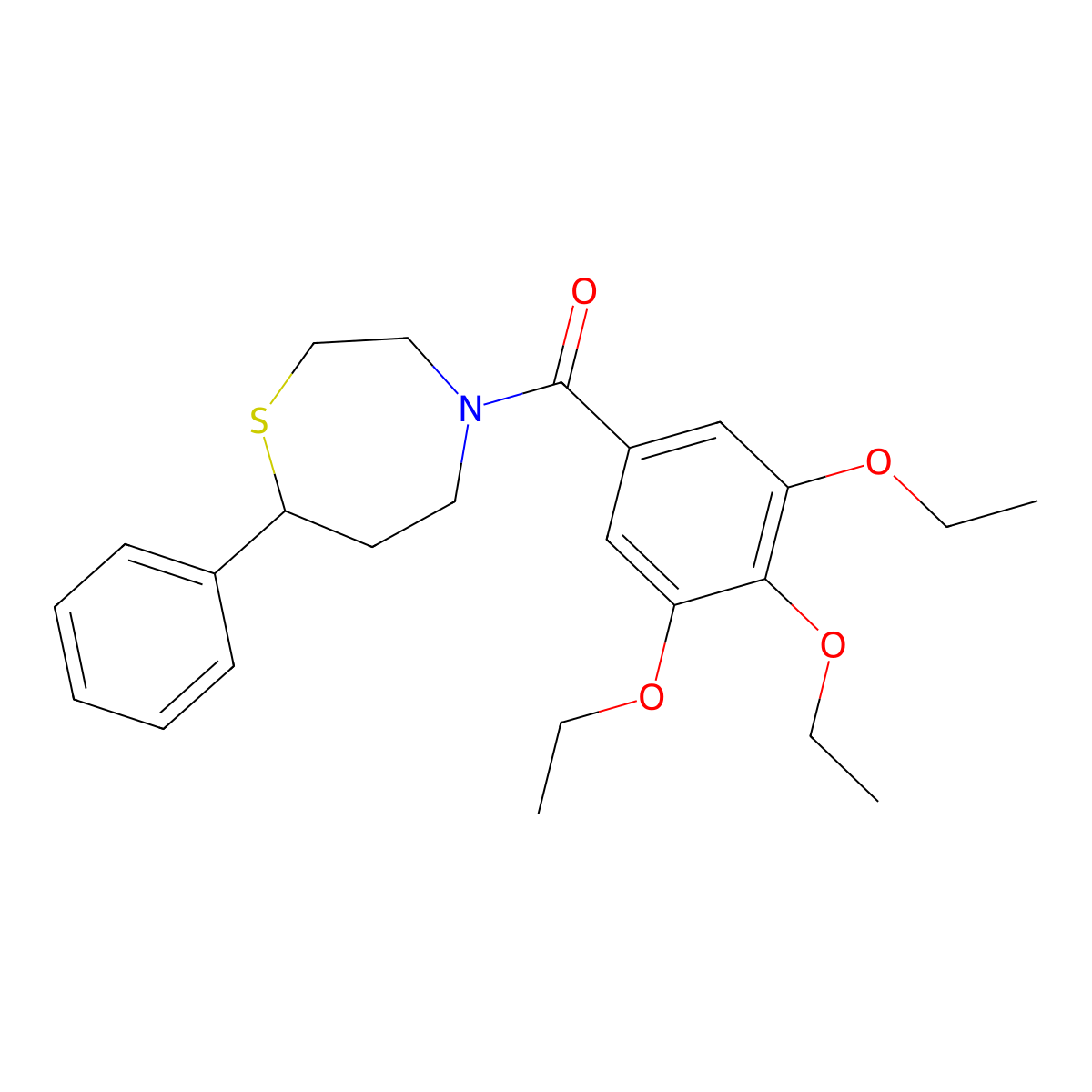 (7-Phenyl-1,4-thiazepan-4-yl)(3,4,5-triethoxyphenyl)methanone molecular structure, CAS 1797204-62-6
