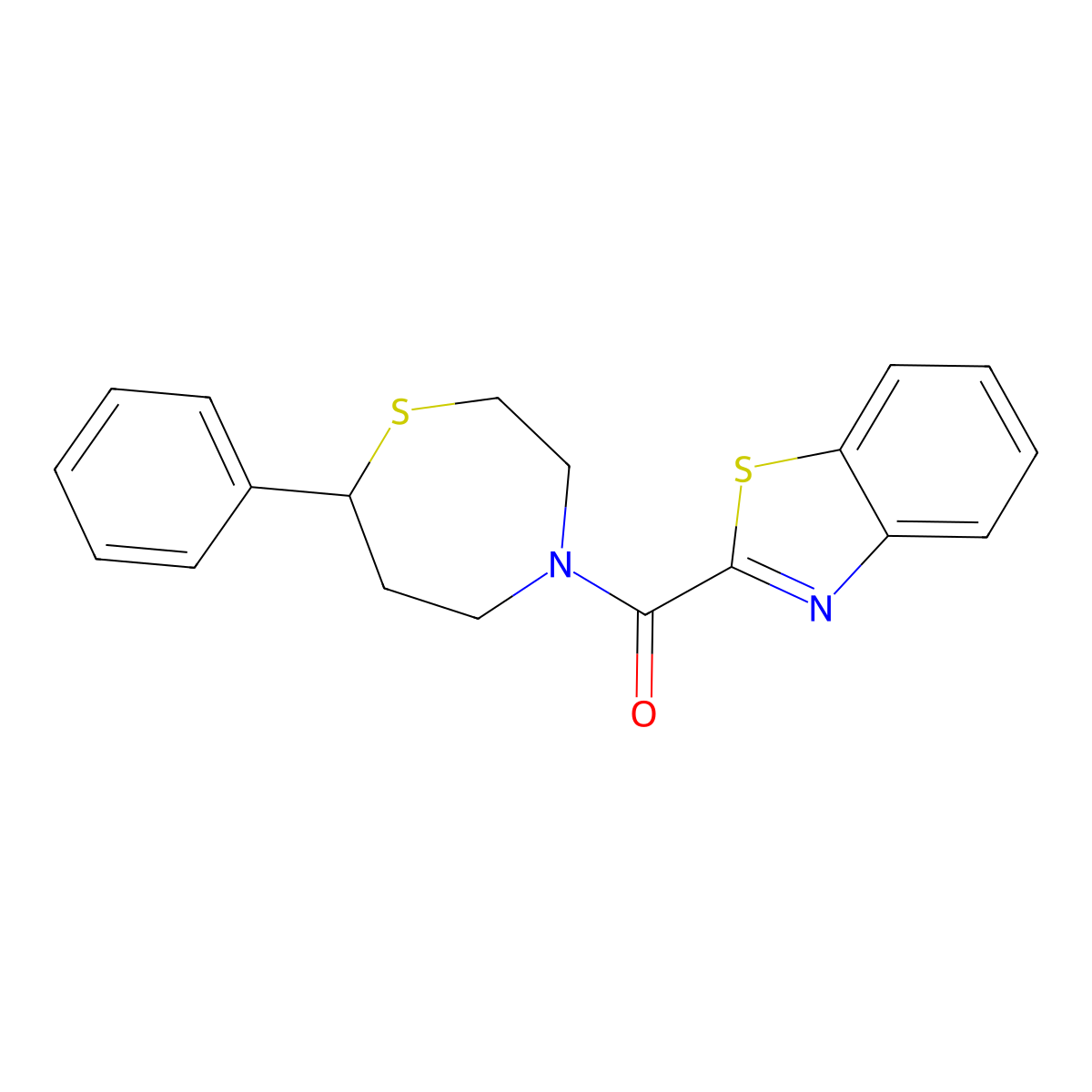 Benzo[d]thiazol-2-yl(7-phenyl-1,4-thiazepan-4-yl)methanone molecular structure, CAS 1797204-90-0