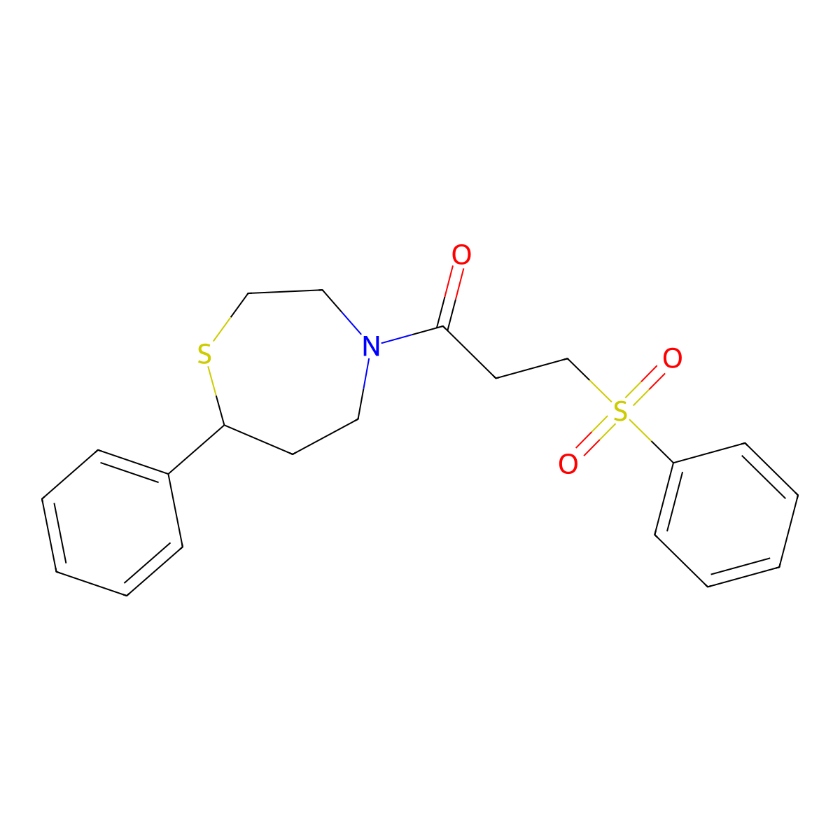1-(7-Phenyl-1,4-thiazepan-4-yl)-3-(phenylsulfonyl)propan-1-one molecular structure, CAS 1797204-95-5