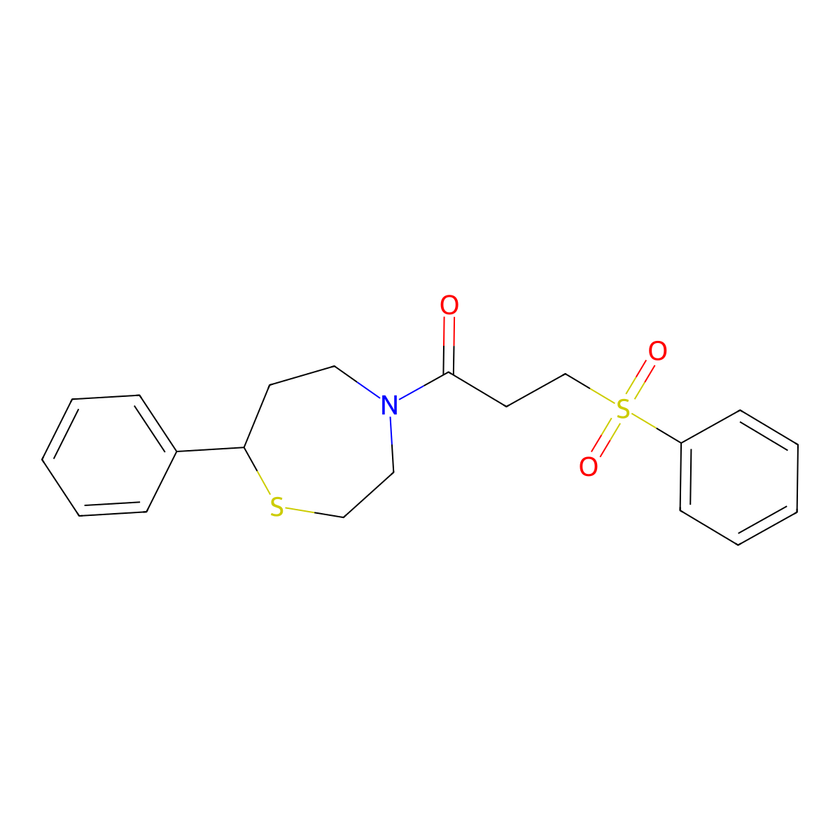 1-(7-Phenyl-1,4-thiazepan-4-yl)-3-(phenylsulfonyl)propan-1-one molecular structure, CAS 1797204-95-5