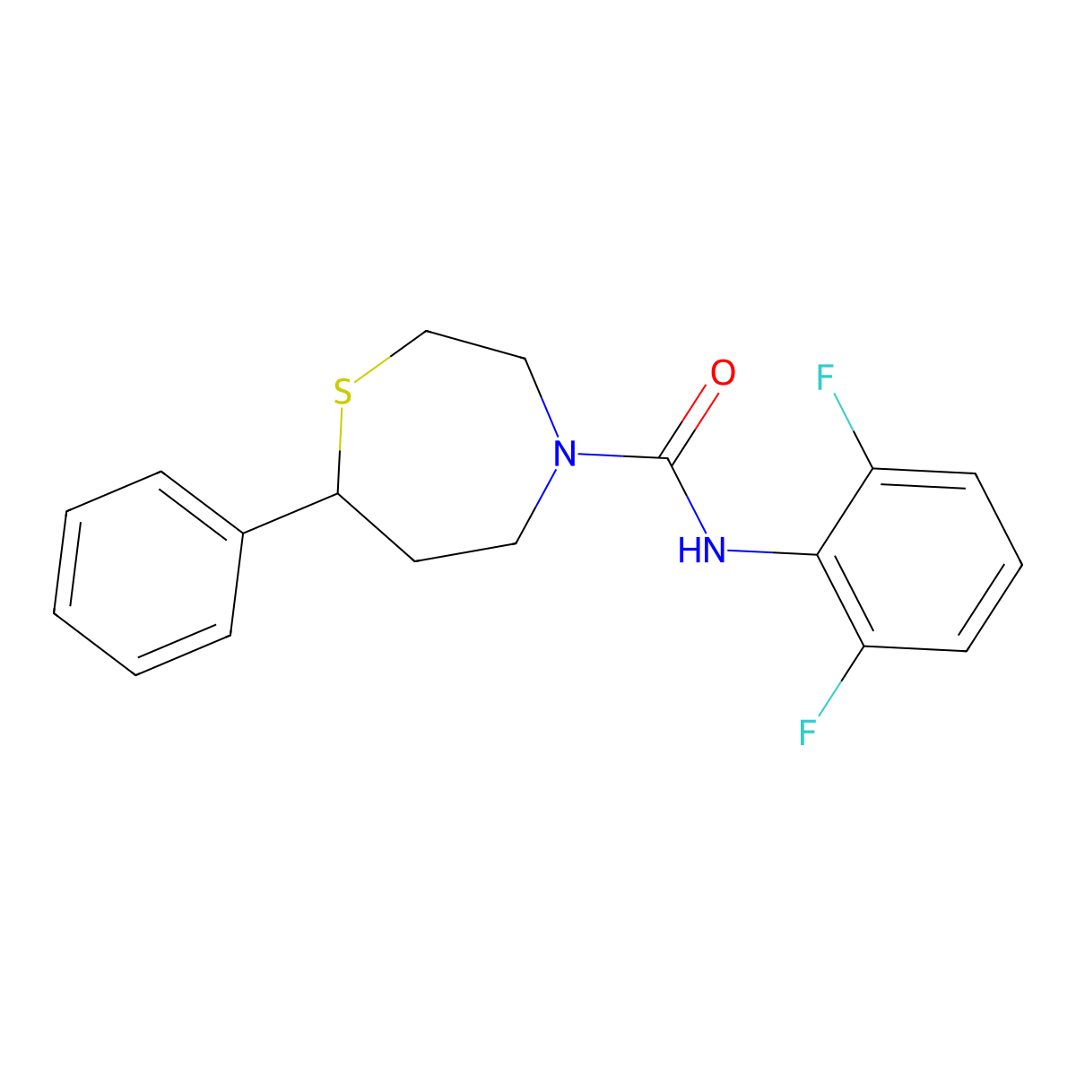 N-(2,6-difluorophenyl)-7-phenyl-1,4-thiazepane-4-carboxamide molecular structure, CAS 1797205-10-7