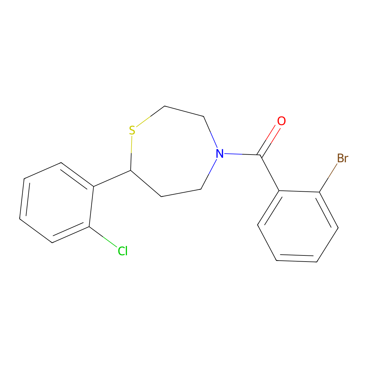 (2-Bromophenyl)(7-(2-chlorophenyl)-1,4-thiazepan-4-yl)methanone molecular structure, CAS 1797205-30-1