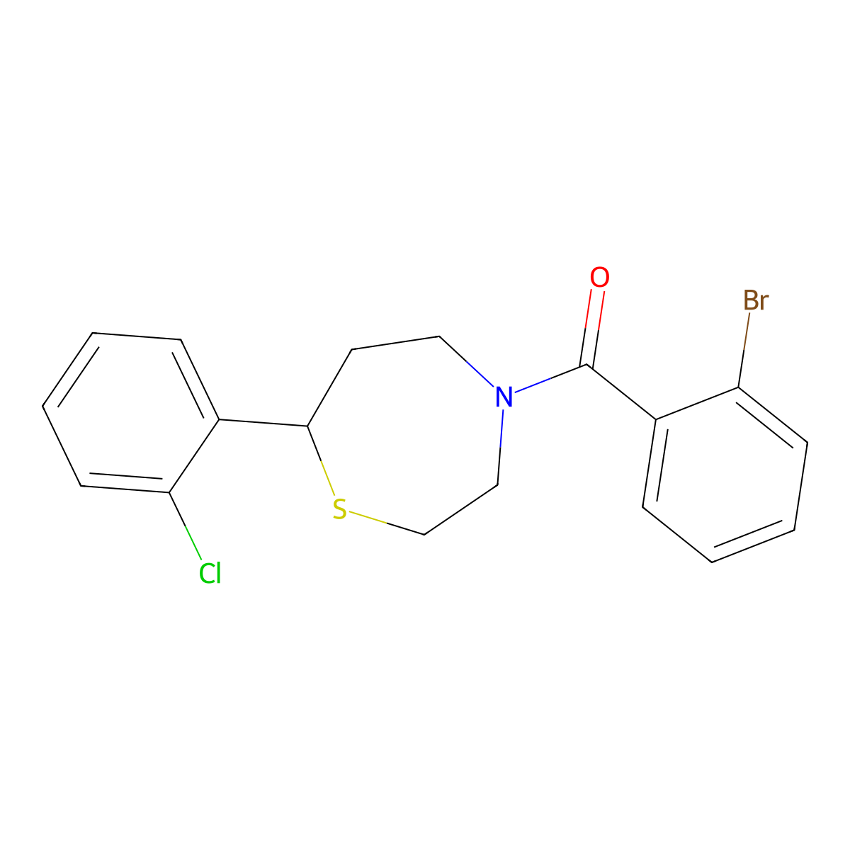 (2-Bromophenyl)(7-(2-chlorophenyl)-1,4-thiazepan-4-yl)methanone molecular structure, CAS 1797205-30-1
