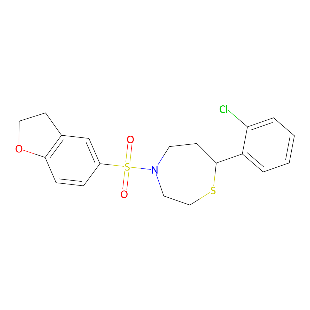 7-(2-Chlorophenyl)-4-((2,3-dihydrobenzofuran-5-yl)sulfonyl)-1,4-thiazepane molecular structure, CAS 1797205-38-9